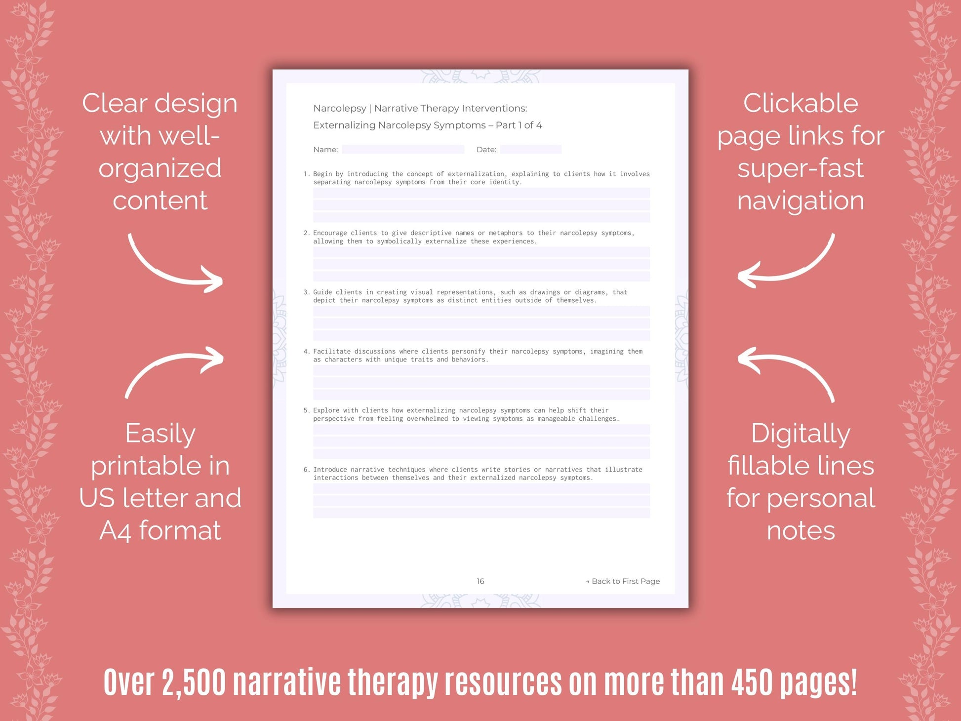 Narcolepsy Narrative Therapy Counseling Templates