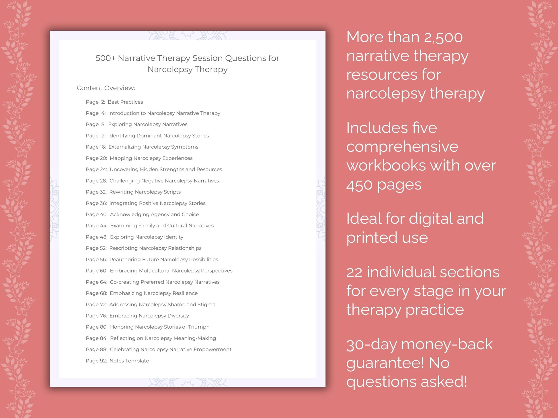 Narcolepsy Narrative Therapy Therapist Worksheets