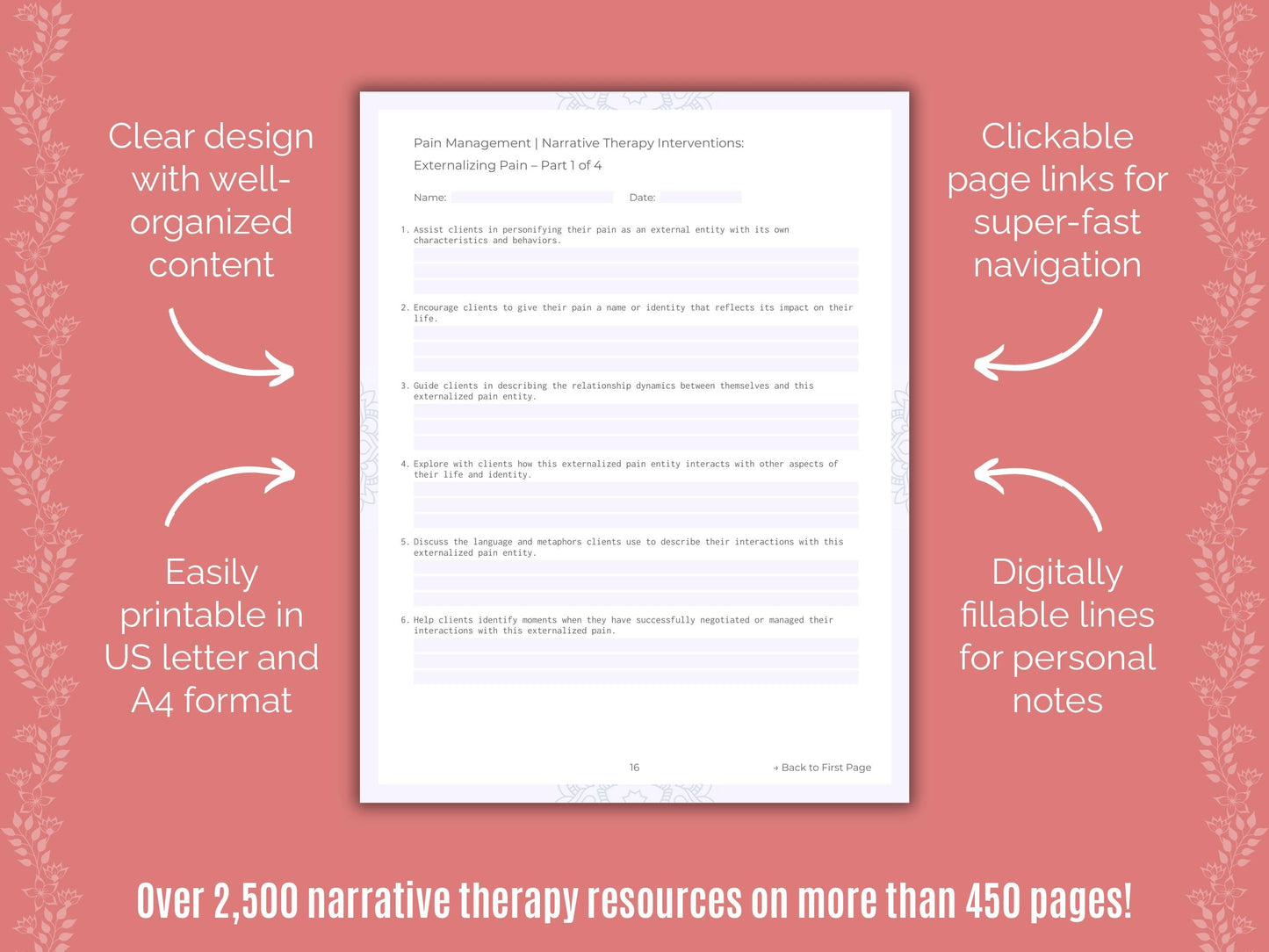 Pain Management Narrative Therapy Counseling Templates