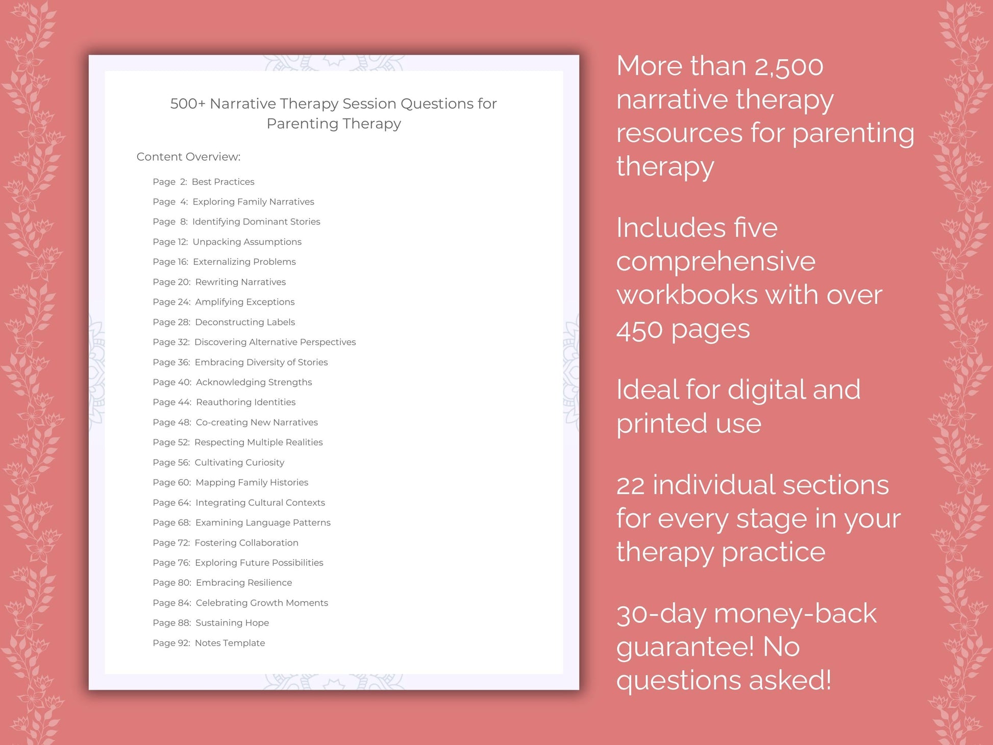 Parenting Narrative Therapy Therapist Worksheets