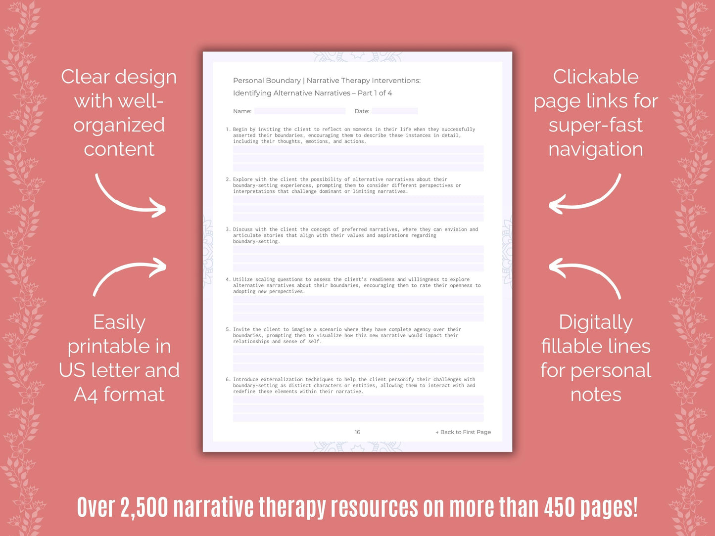 Personal Boundary Narrative Therapy Counseling Templates