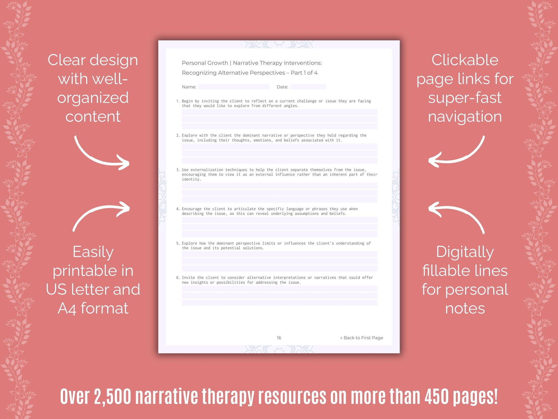 Personal Growth Narrative Therapy Counseling Templates