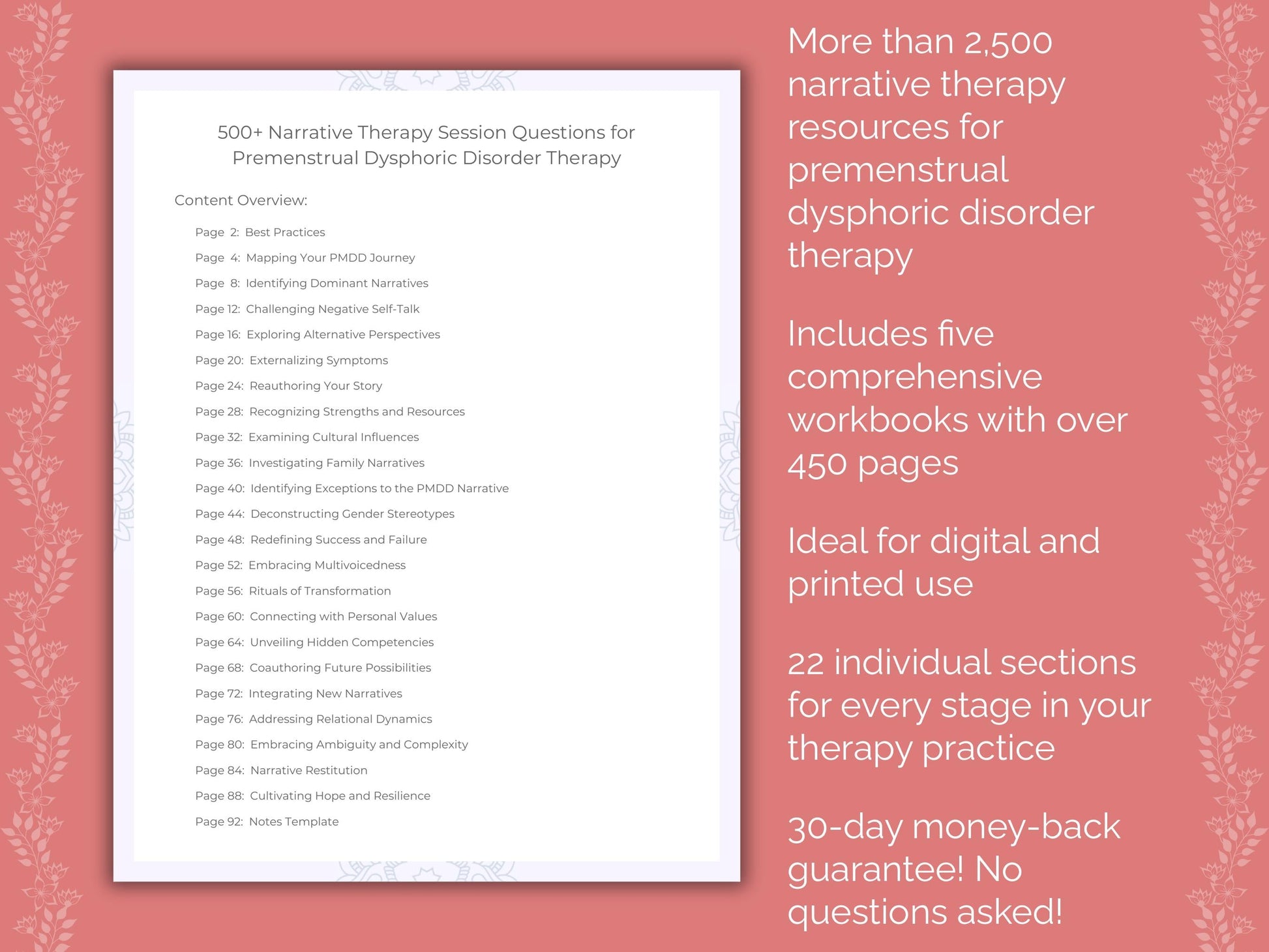 Premenstrual Dysphoric Disorder Narrative Therapy Therapist Worksheets