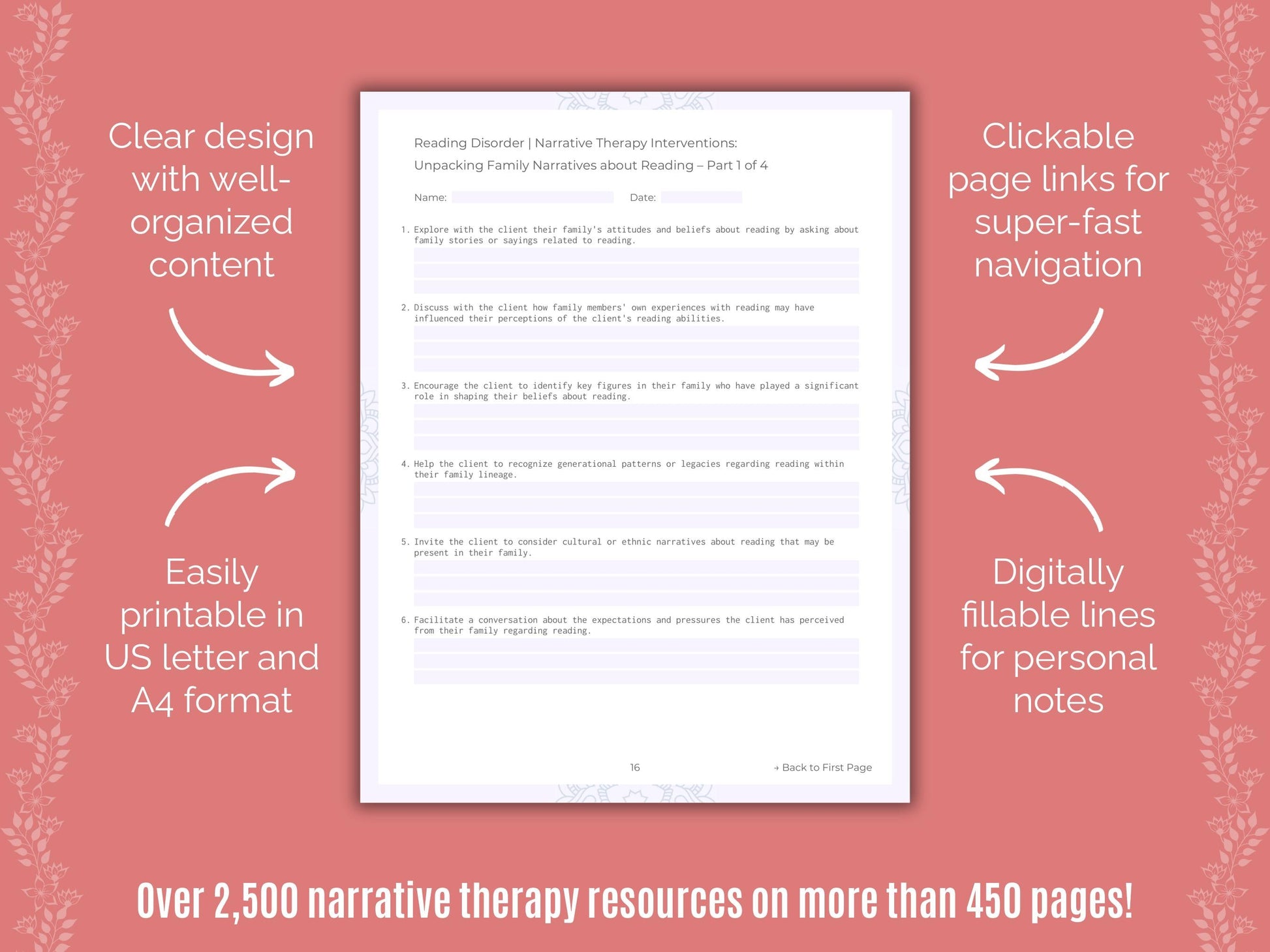 Reading Disorder Narrative Therapy Counseling Templates