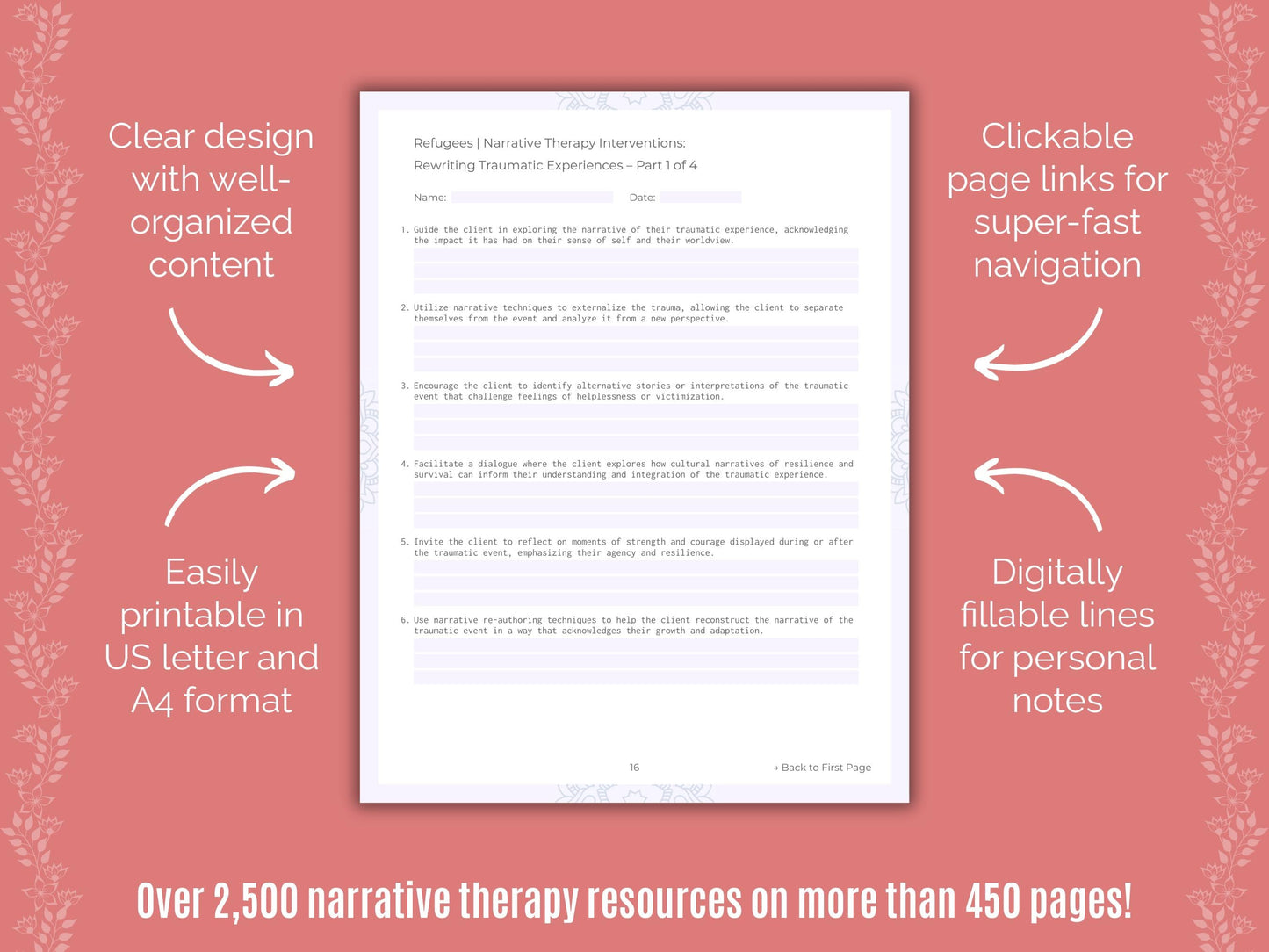 Refugees Narrative Therapy Counseling Templates