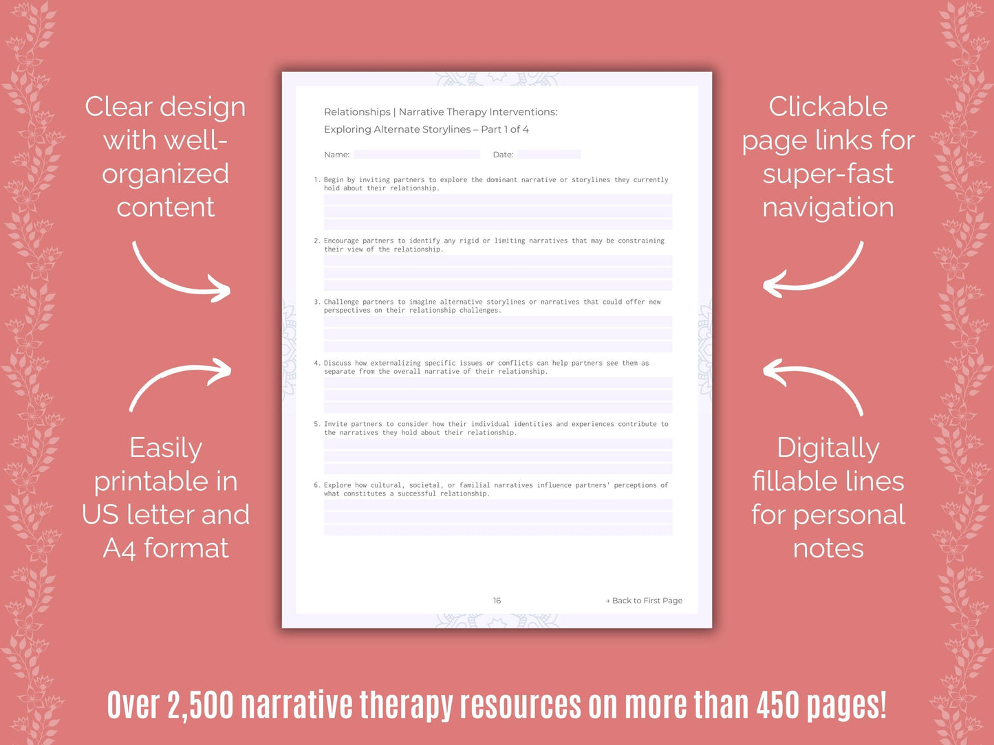 Relationships Narrative Therapy Counseling Templates