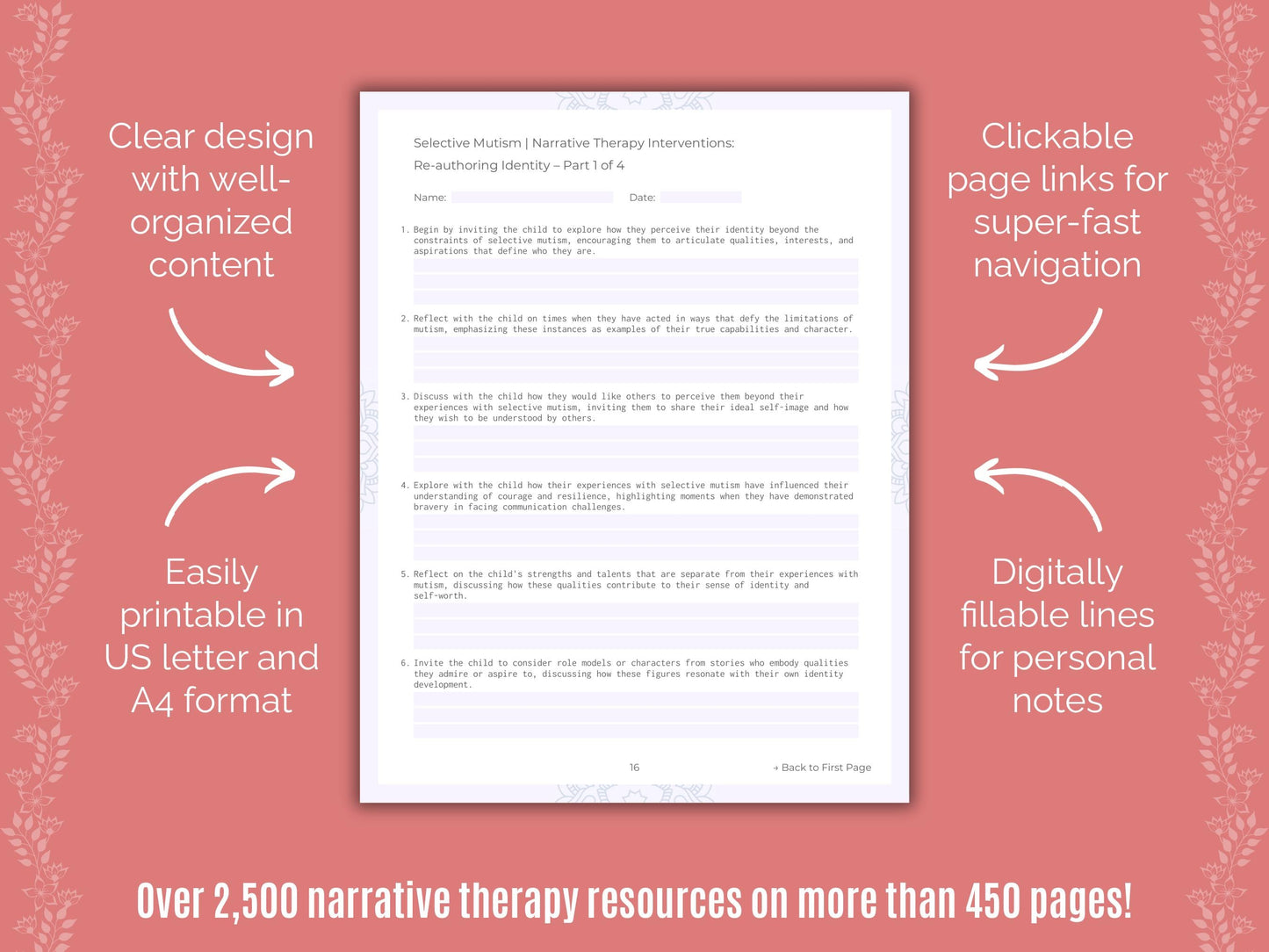 Selective Mutism Narrative Therapy Counseling Templates