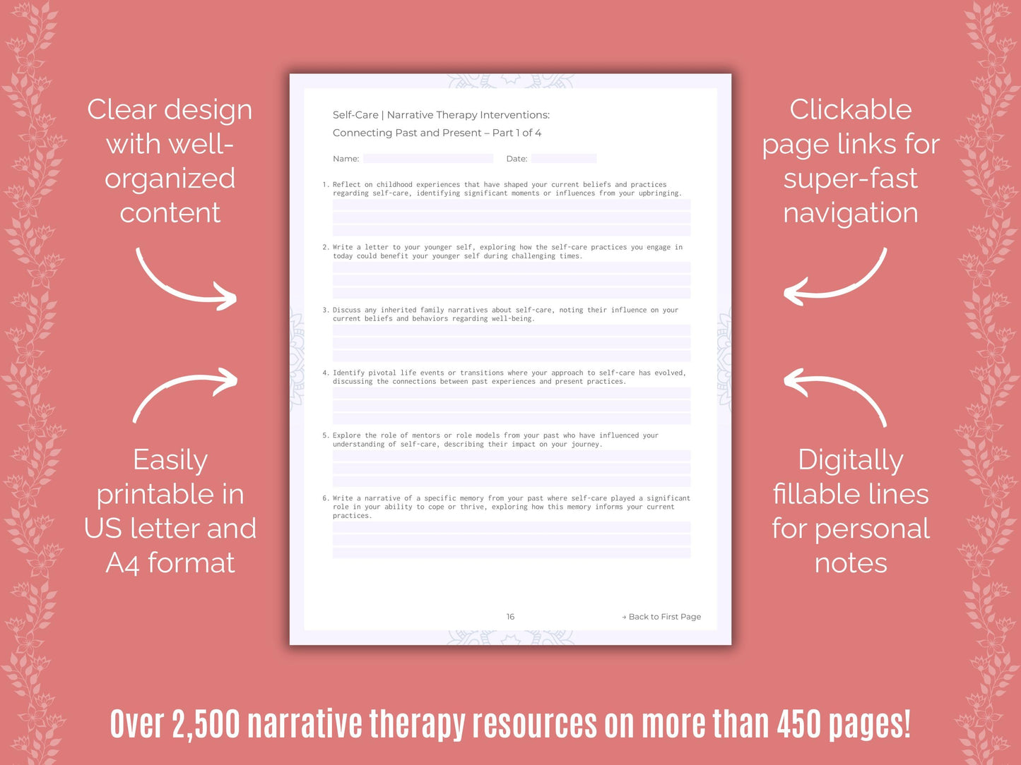 Self-Care Narrative Therapy Counseling Templates