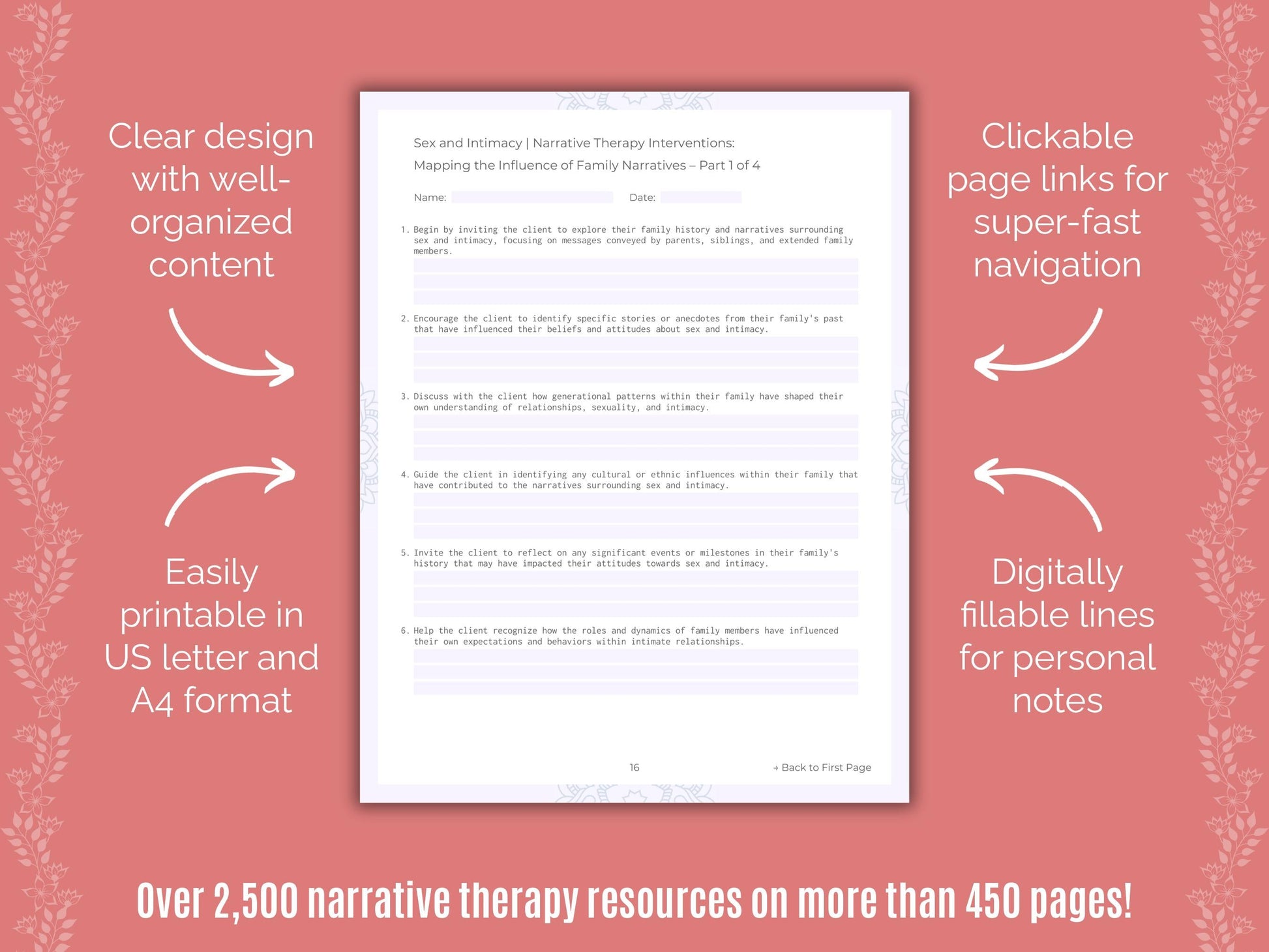 Sex and Intimacy Narrative Therapy Counseling Templates