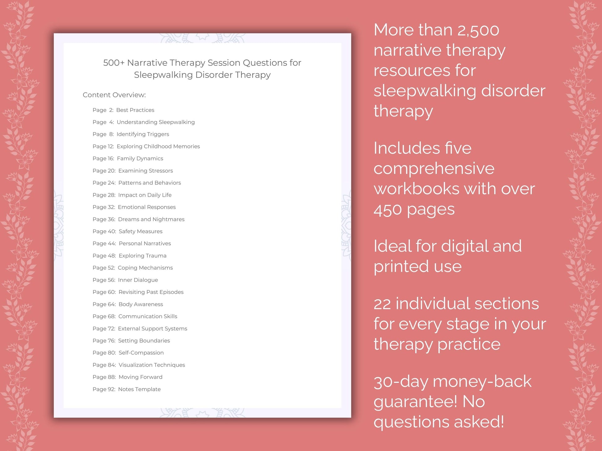 Sleepwalking Disorder Narrative Therapy Therapist Worksheets