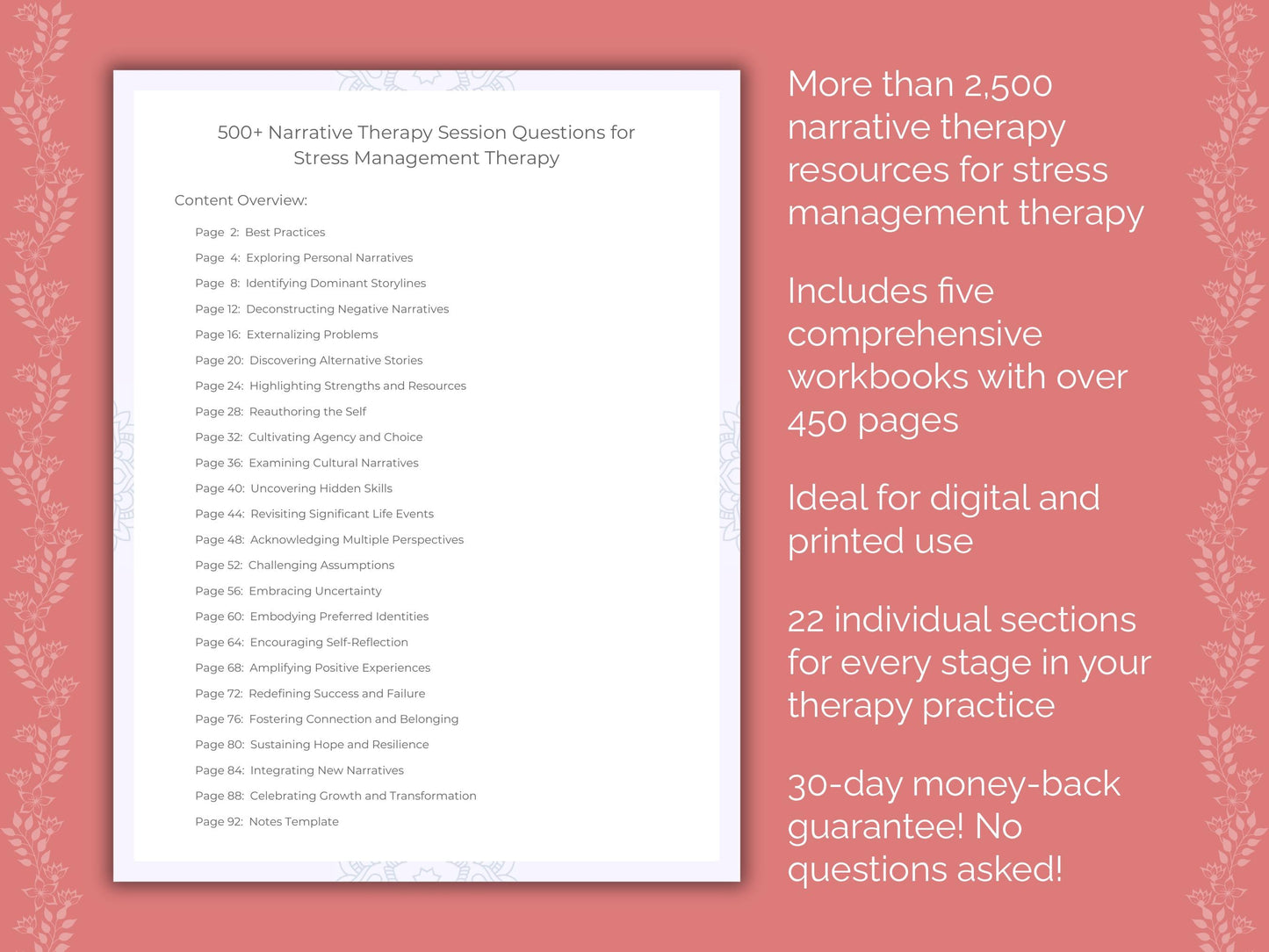 Stress Management Narrative Therapy Therapist Worksheets