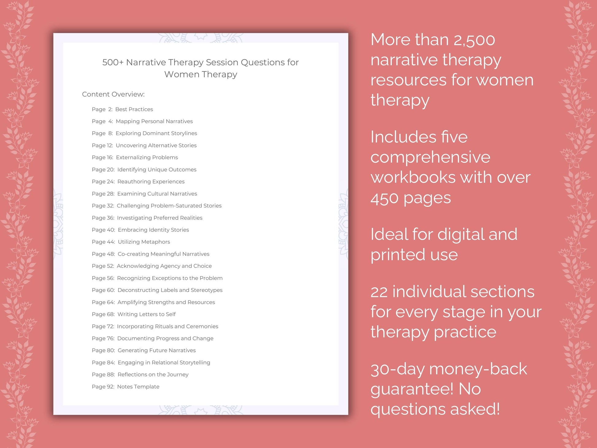 Women Narrative Therapy Therapist Worksheets