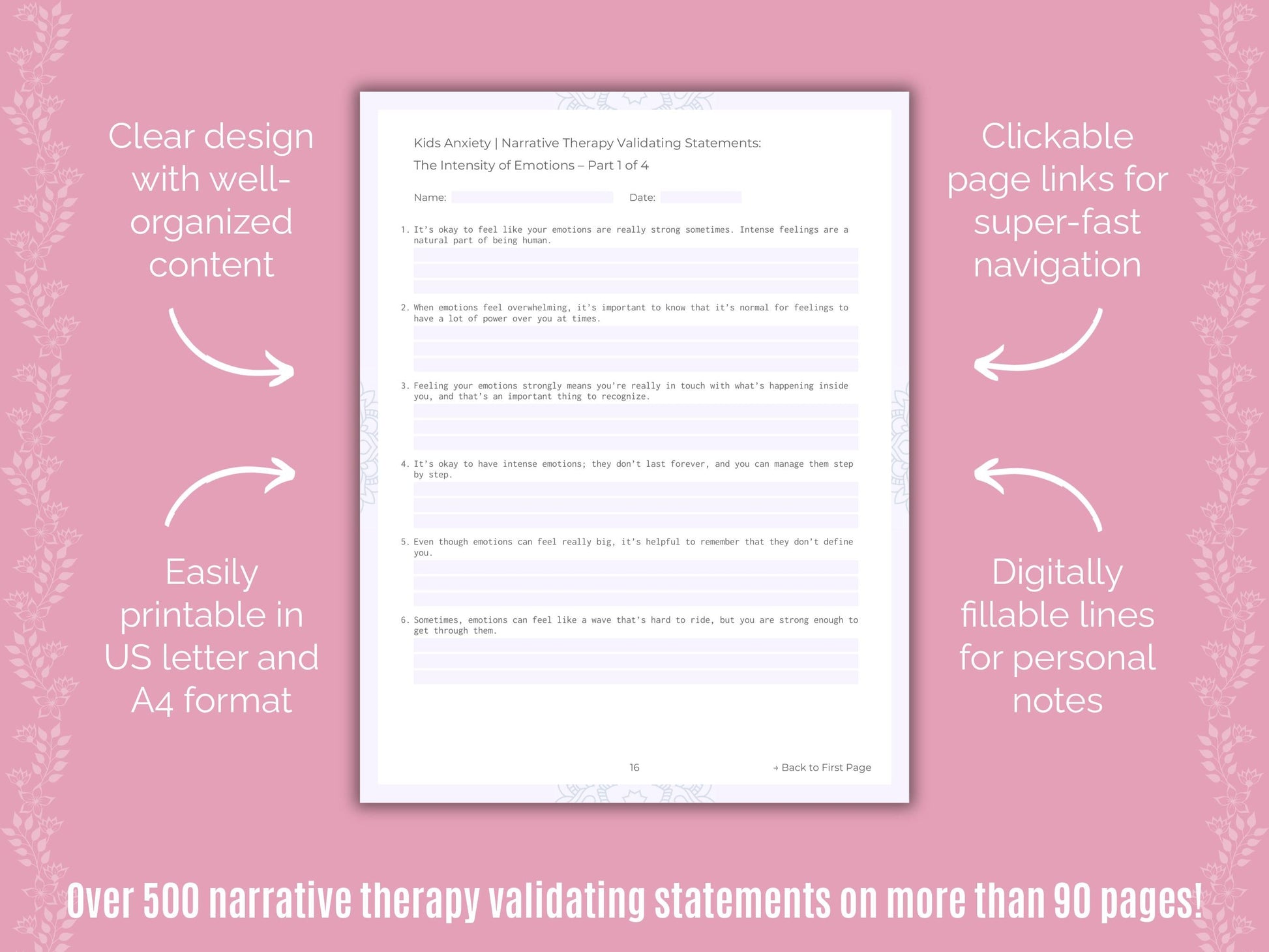 Kids Anxiety Narrative Therapy Counseling Templates