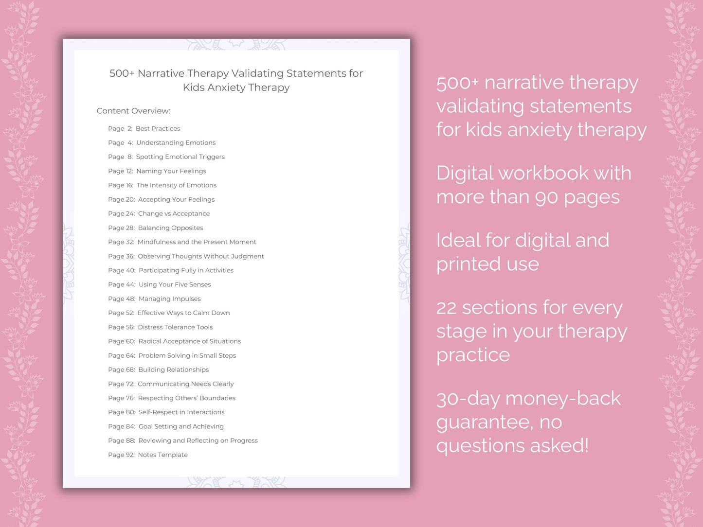 Kids Anxiety Narrative Therapy Therapist Worksheets