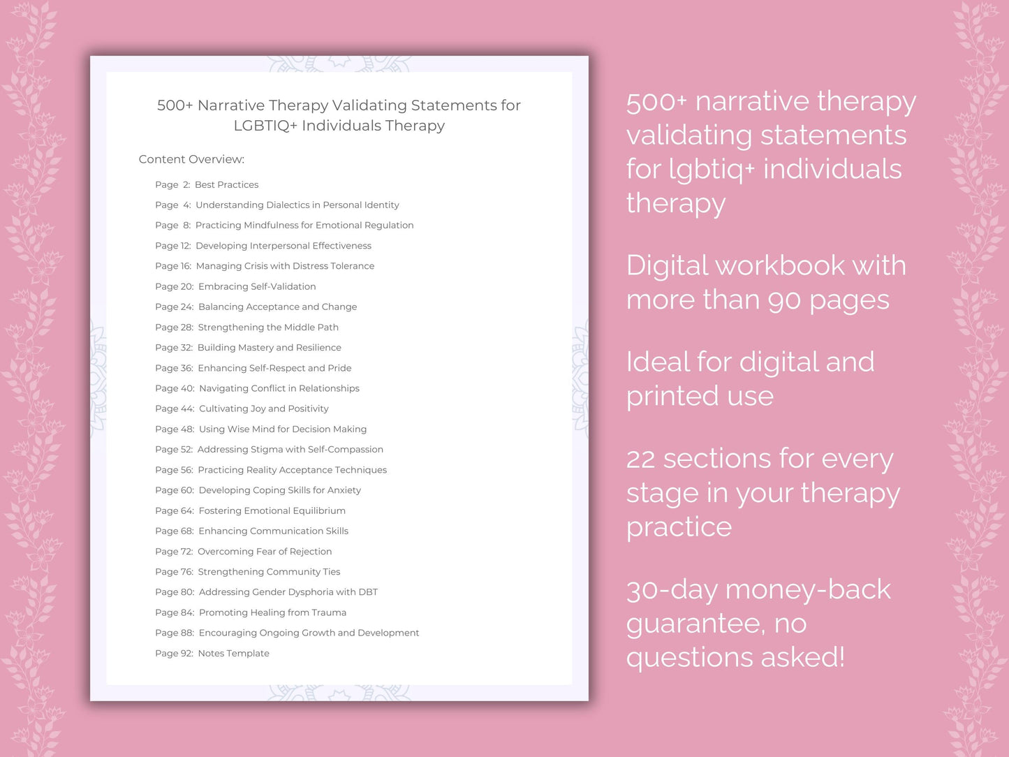 LGBTIQ+ Individuals Narrative Therapy Therapist Worksheets