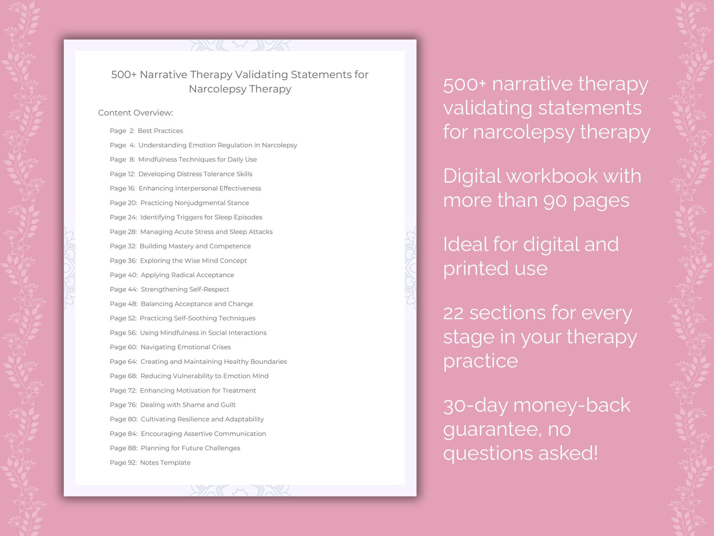 Narcolepsy Narrative Therapy Therapist Worksheets