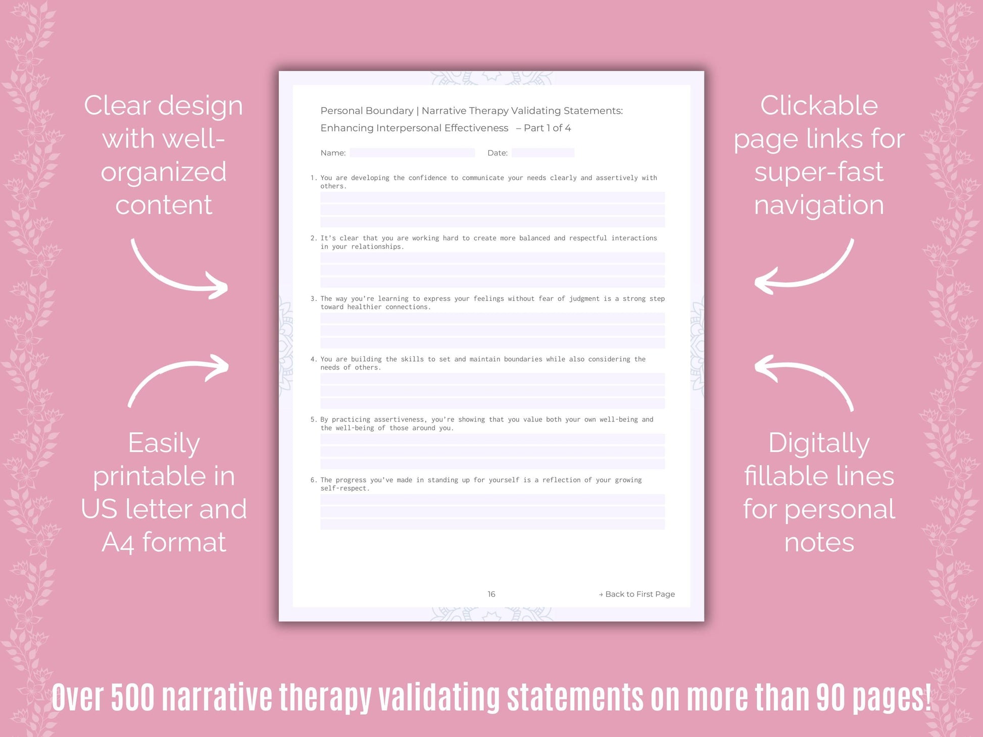 Personal Boundary Narrative Therapy Counseling Templates