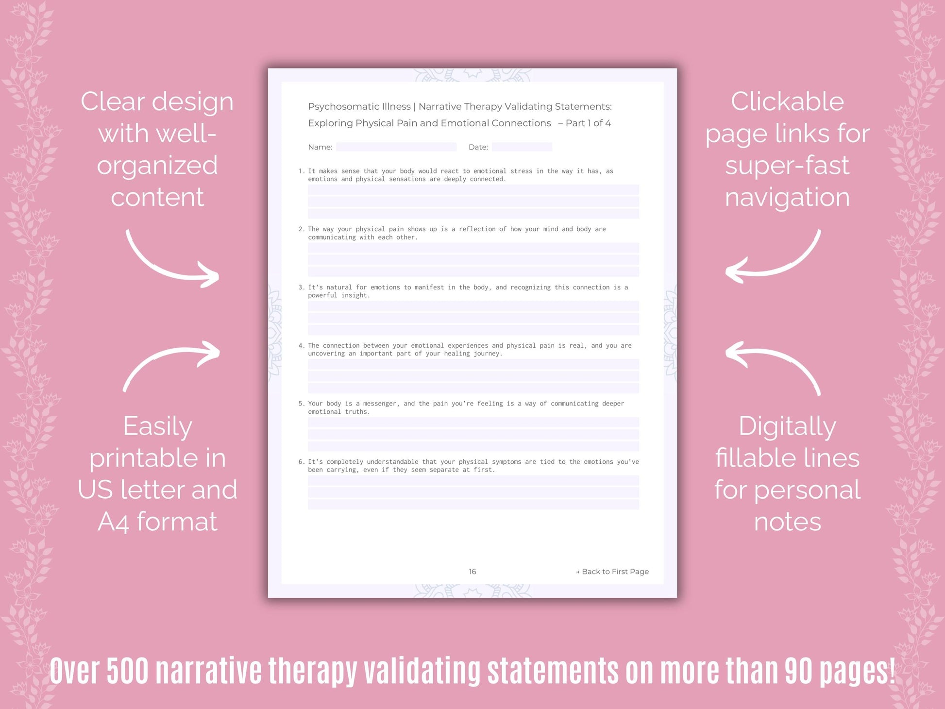 Psychosomatic Illness Narrative Therapy Counseling Templates