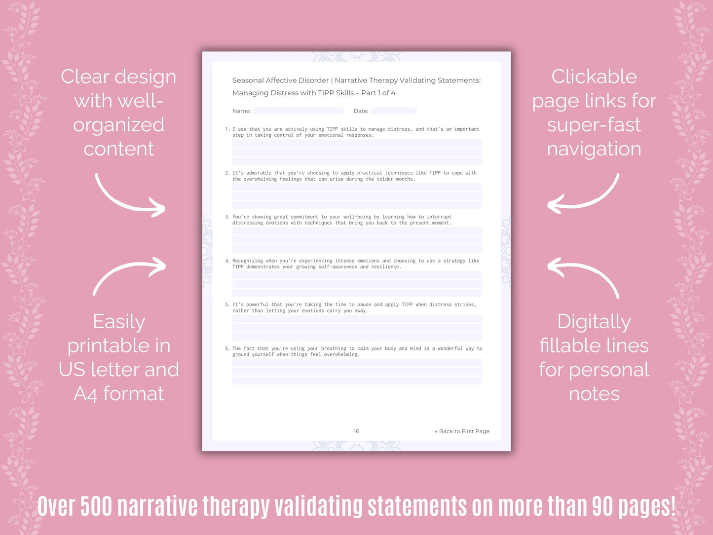 Seasonal Affective Disorder Narrative Therapy Counseling Templates