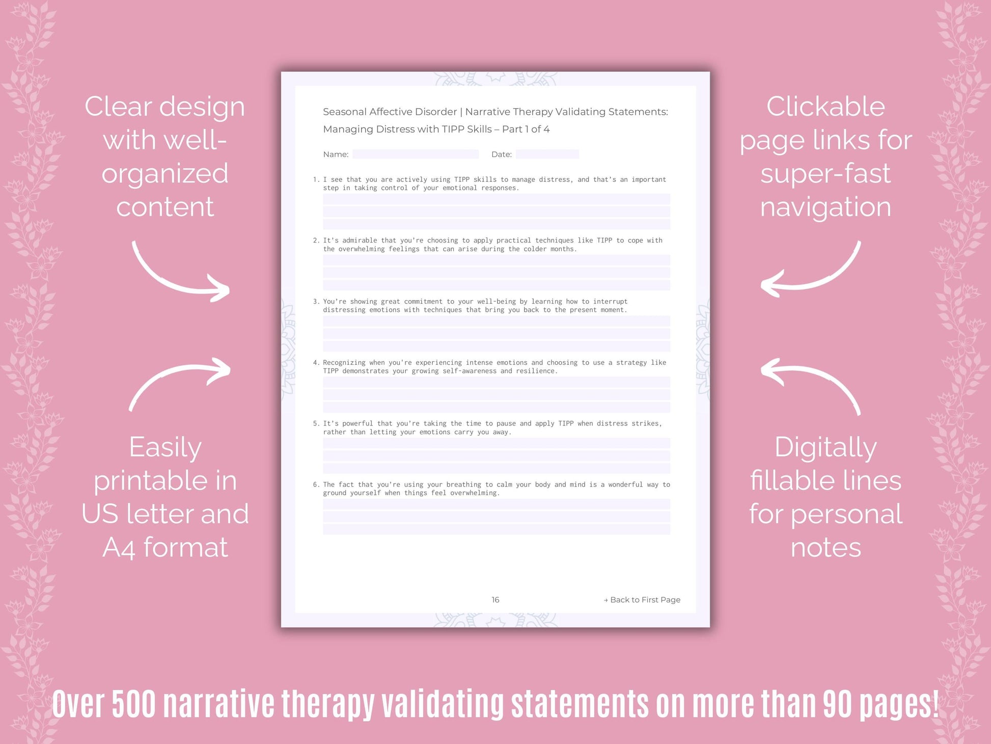 Seasonal Affective Disorder Narrative Therapy Counseling Templates
