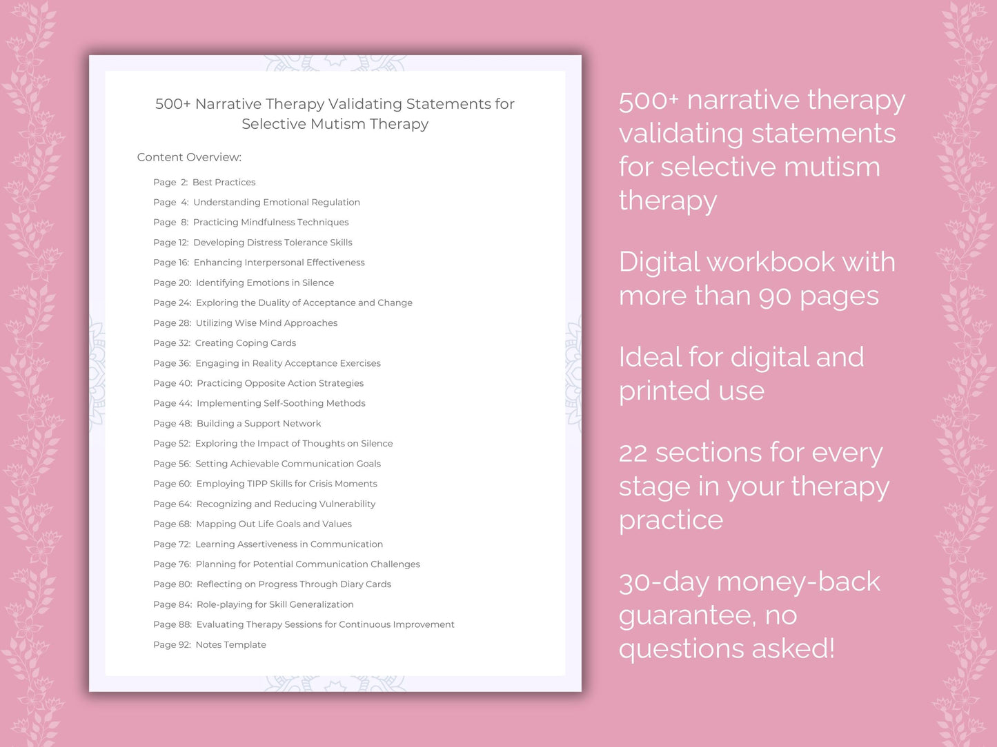 Selective Mutism Narrative Therapy Therapist Worksheets