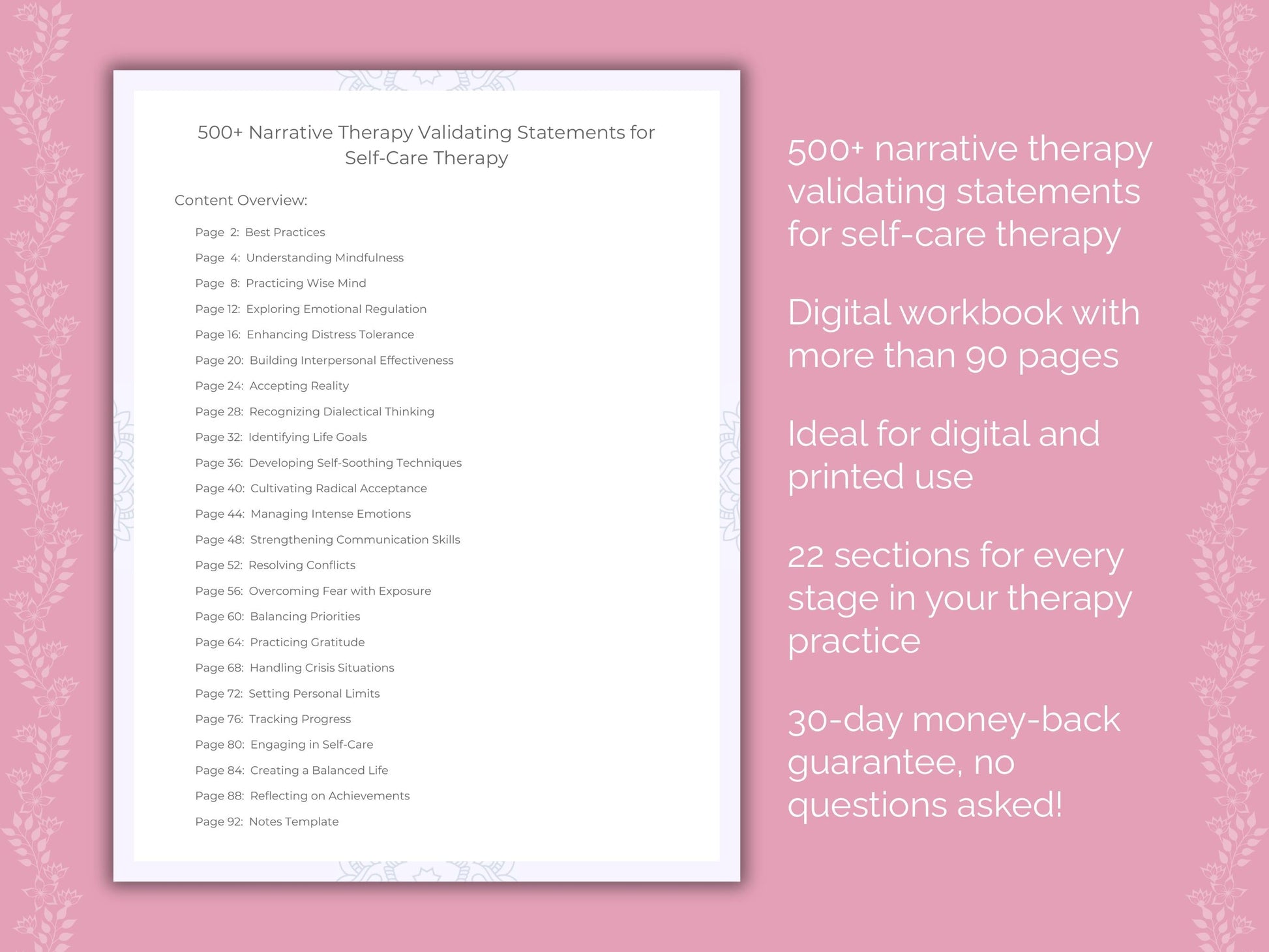 Self-Care Narrative Therapy Therapist Worksheets