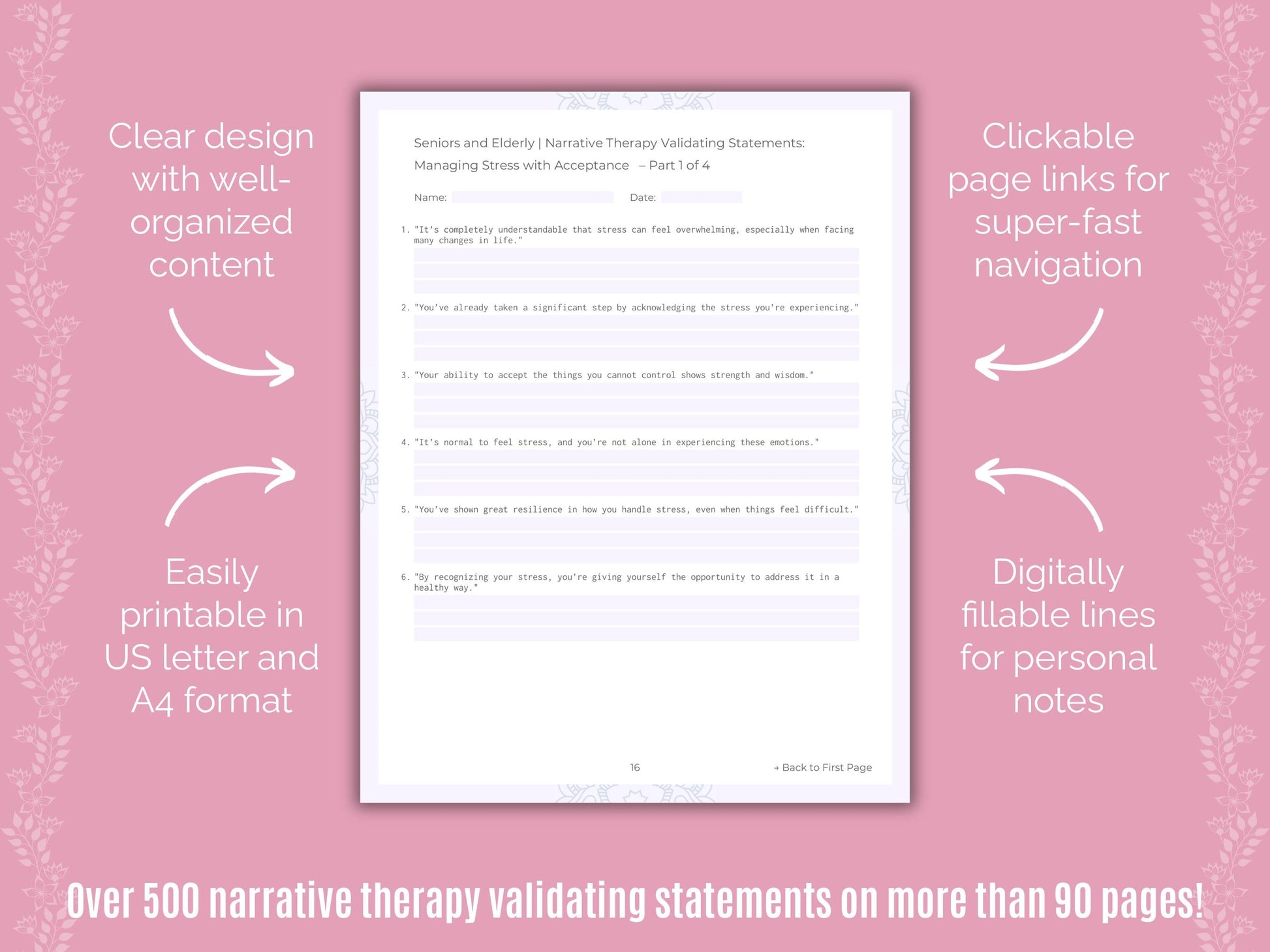 Seniors and Elderly Narrative Therapy Counseling Templates