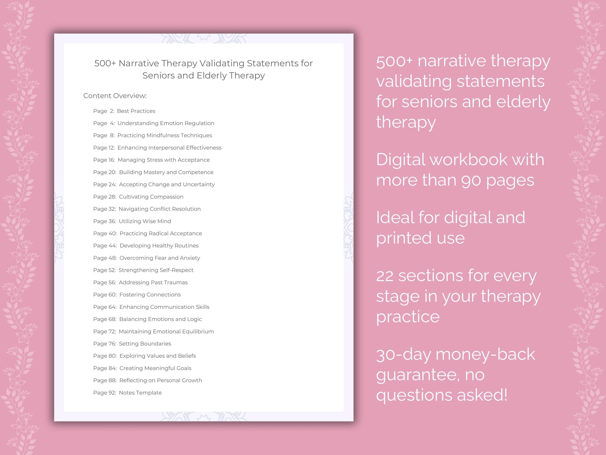 Seniors and Elderly Narrative Therapy Therapist Worksheets