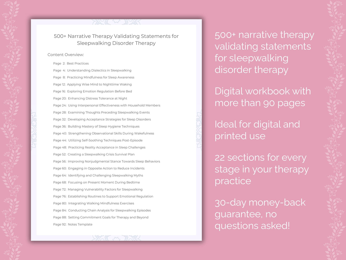 Sleepwalking Disorder Narrative Therapy Therapist Worksheets