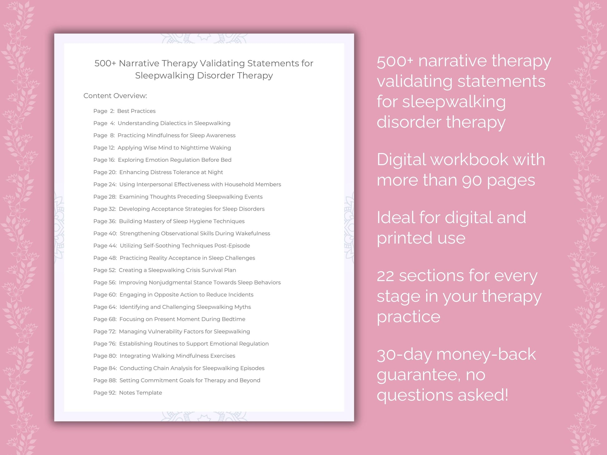 Sleepwalking Disorder Narrative Therapy Therapist Worksheets