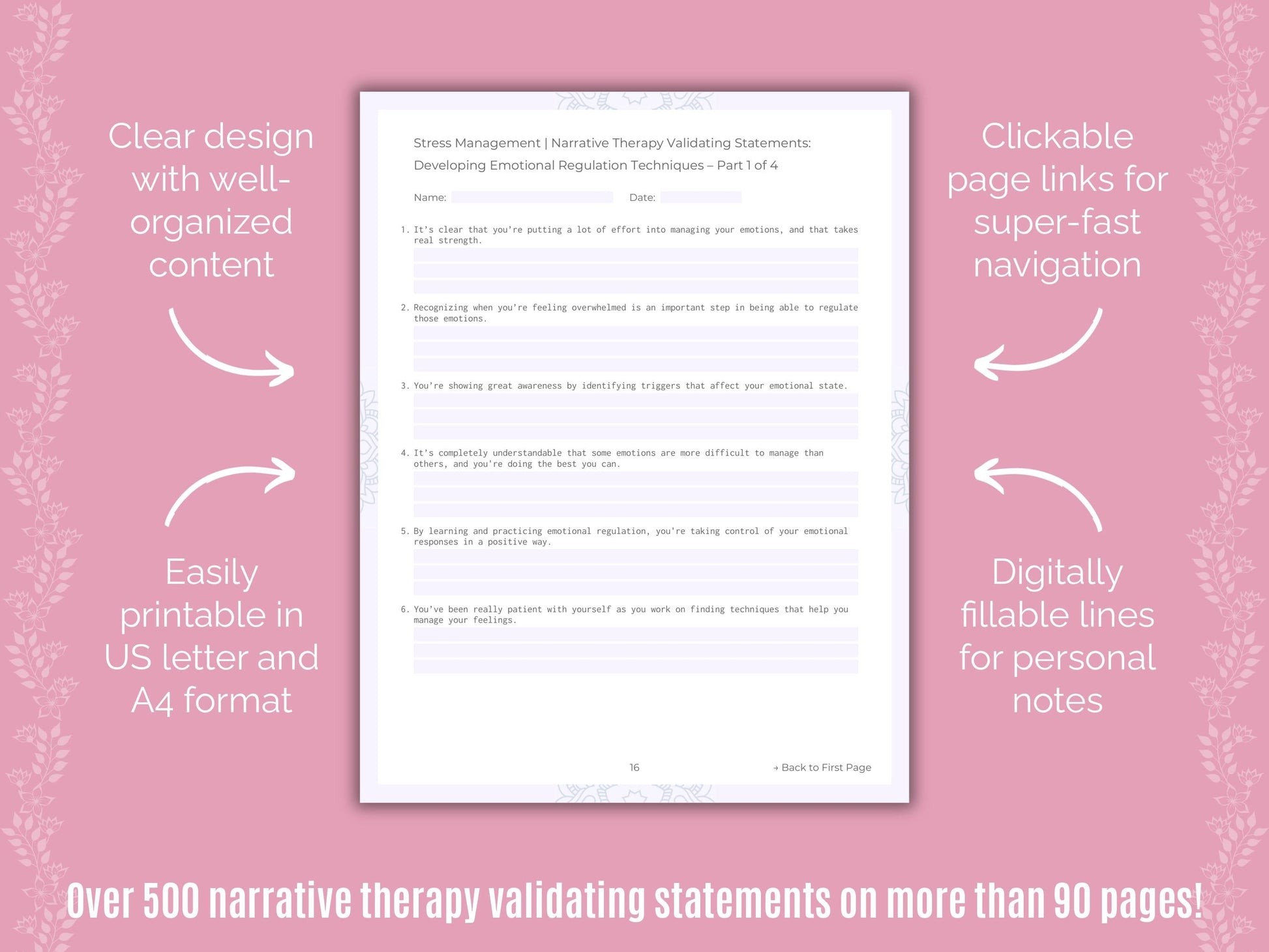 Stress Management Narrative Therapy Counseling Templates