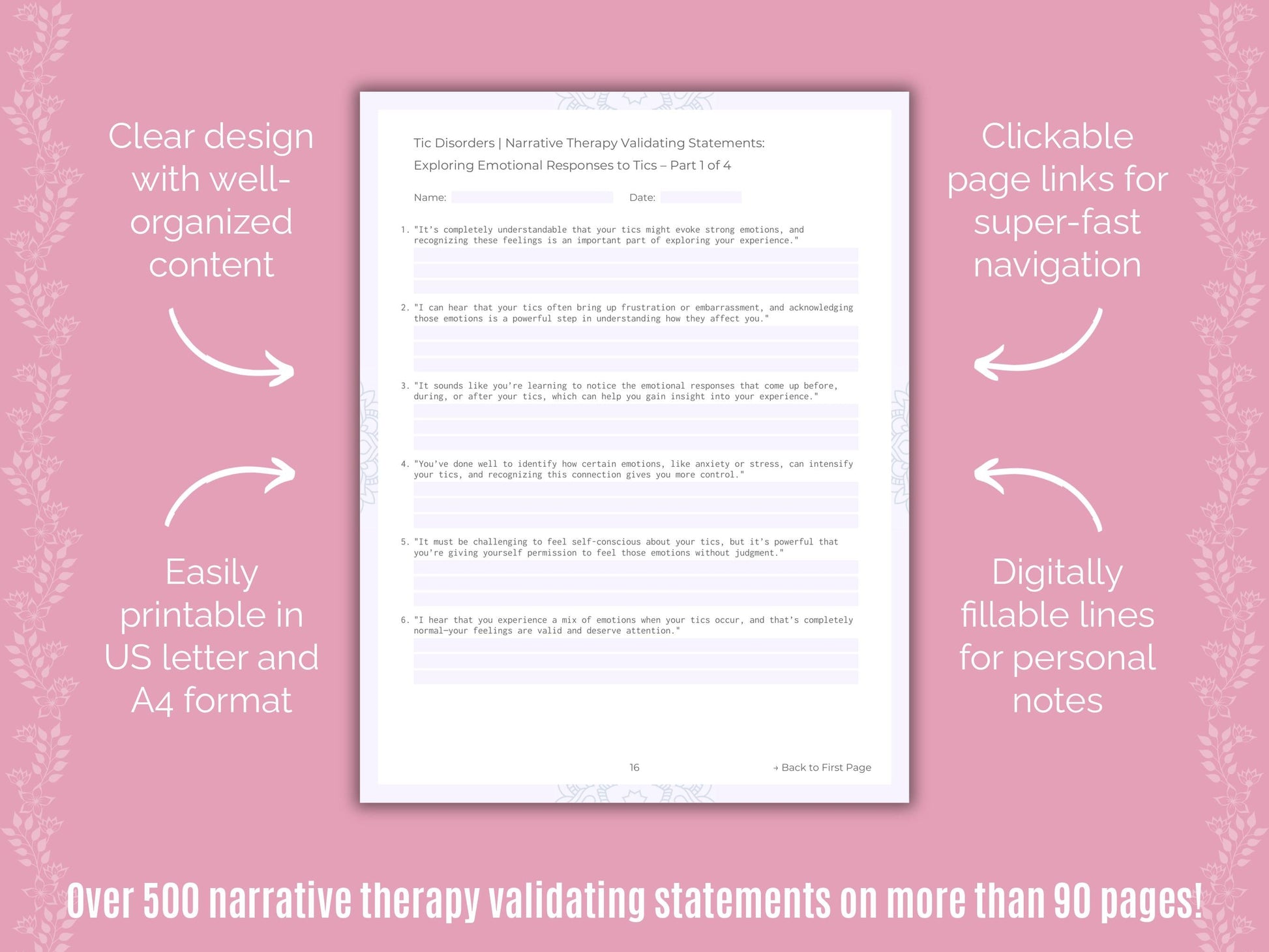 Tic Disorders Narrative Therapy Counseling Templates