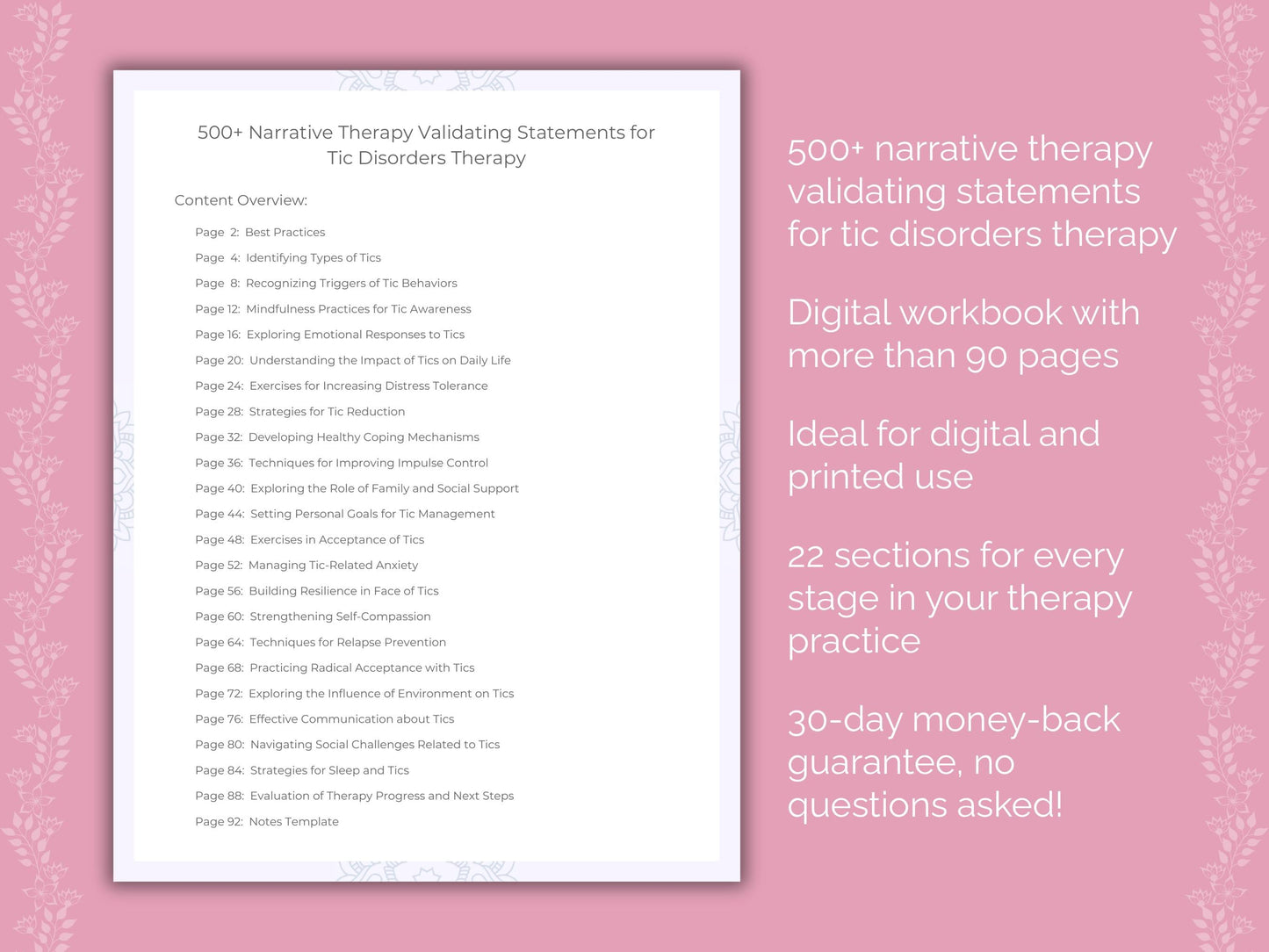 Tic Disorders Narrative Therapy Therapist Worksheets