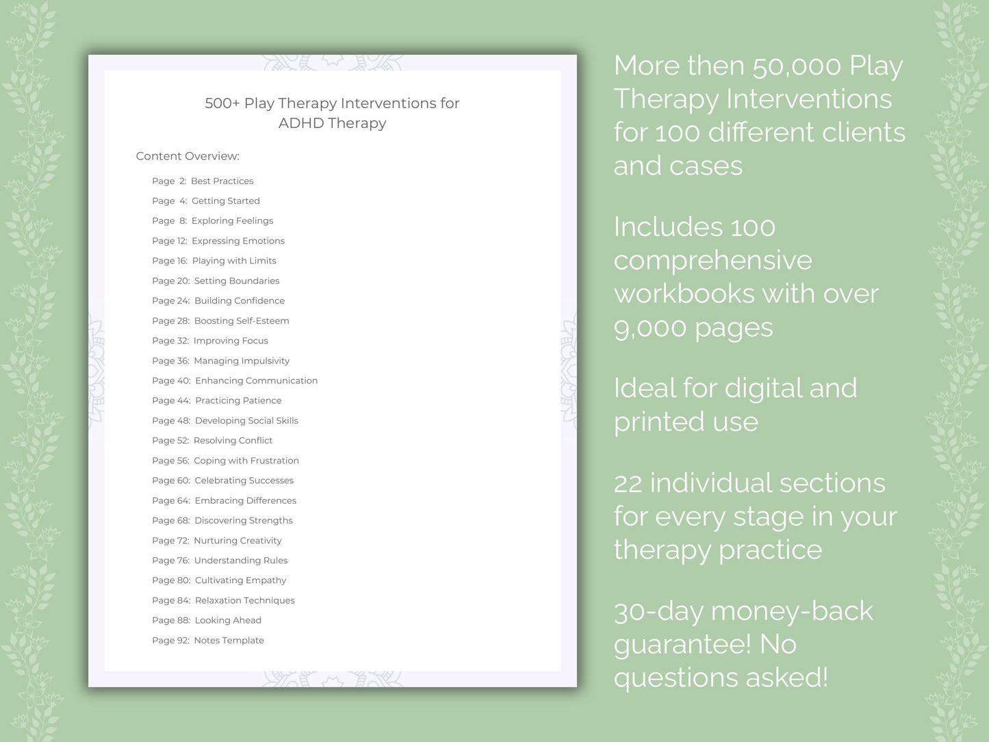 Play Therapy Interventions Counseling Templates