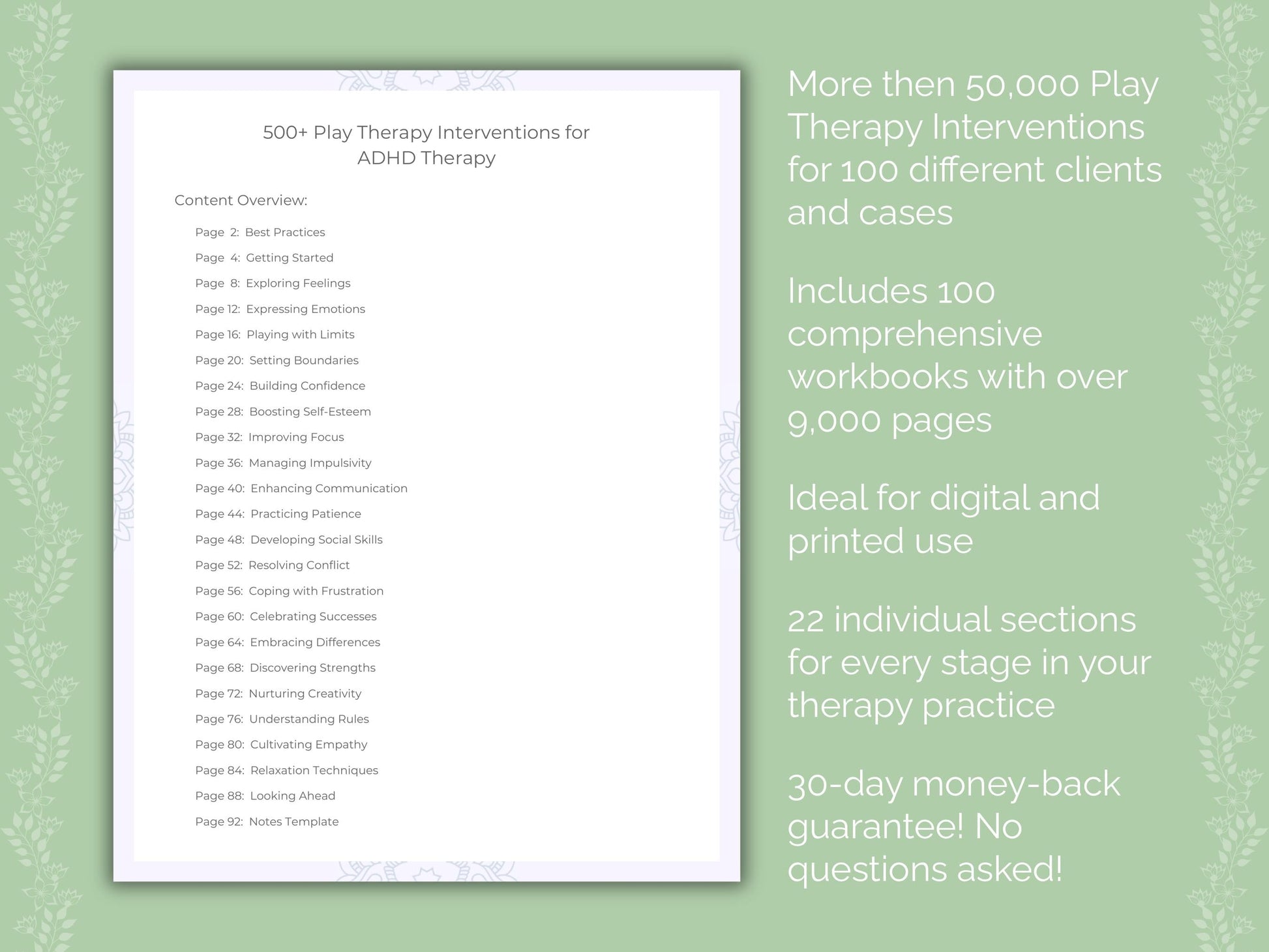 Play Therapy Interventions Counseling Templates