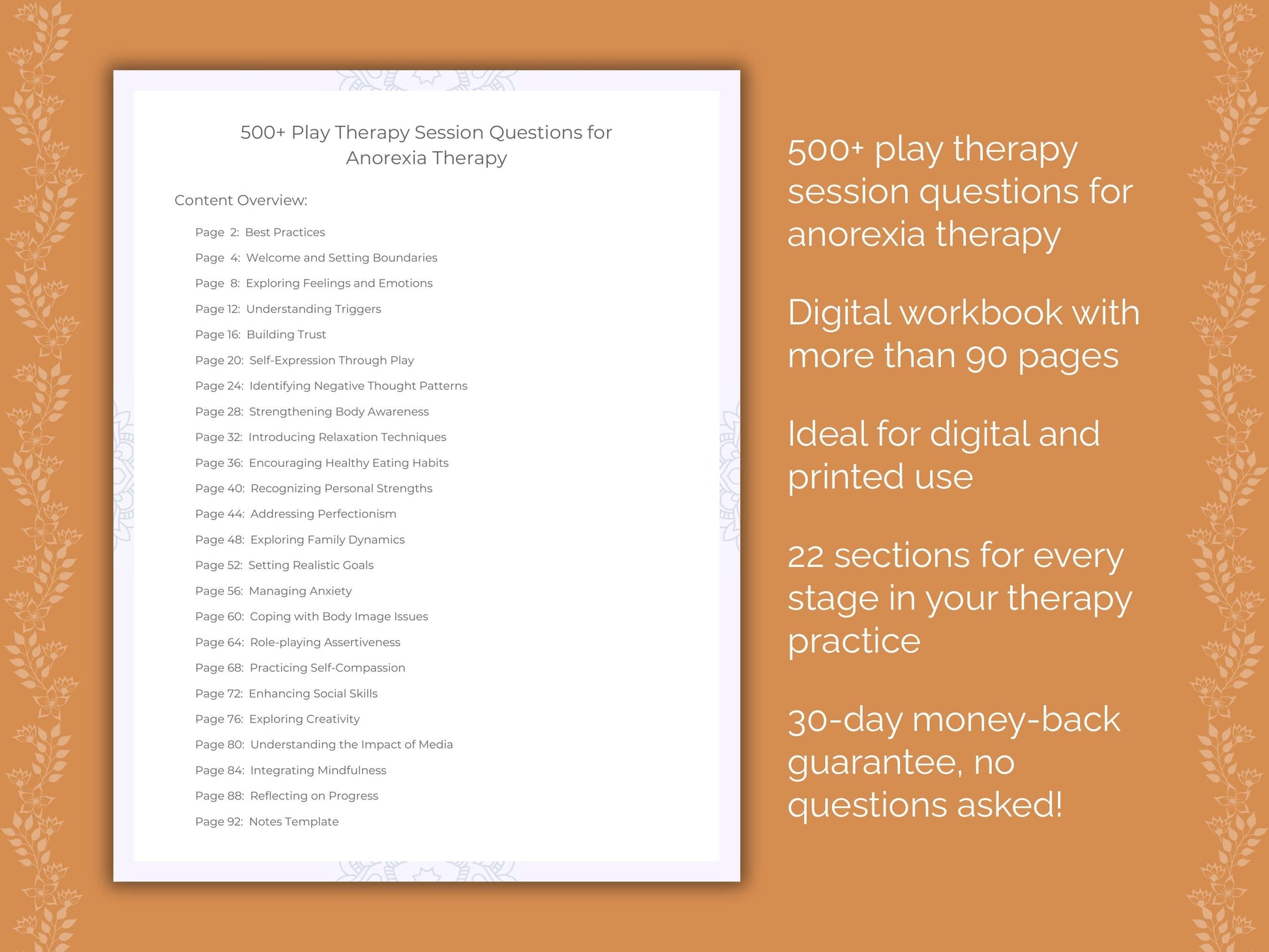 Anorexia Play Therapy Therapist Worksheets