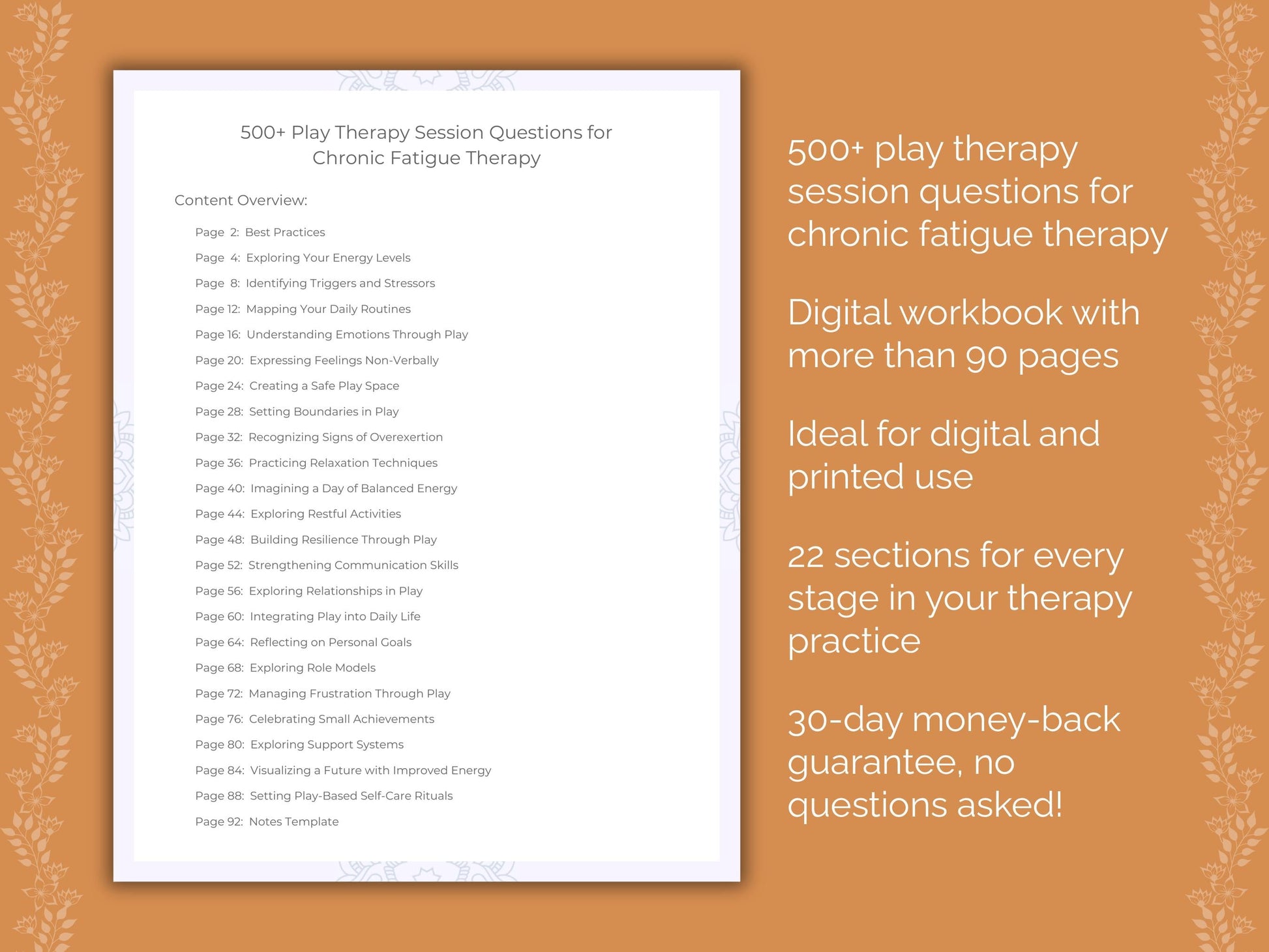 Chronic Fatigue Play Therapy Therapist Worksheets