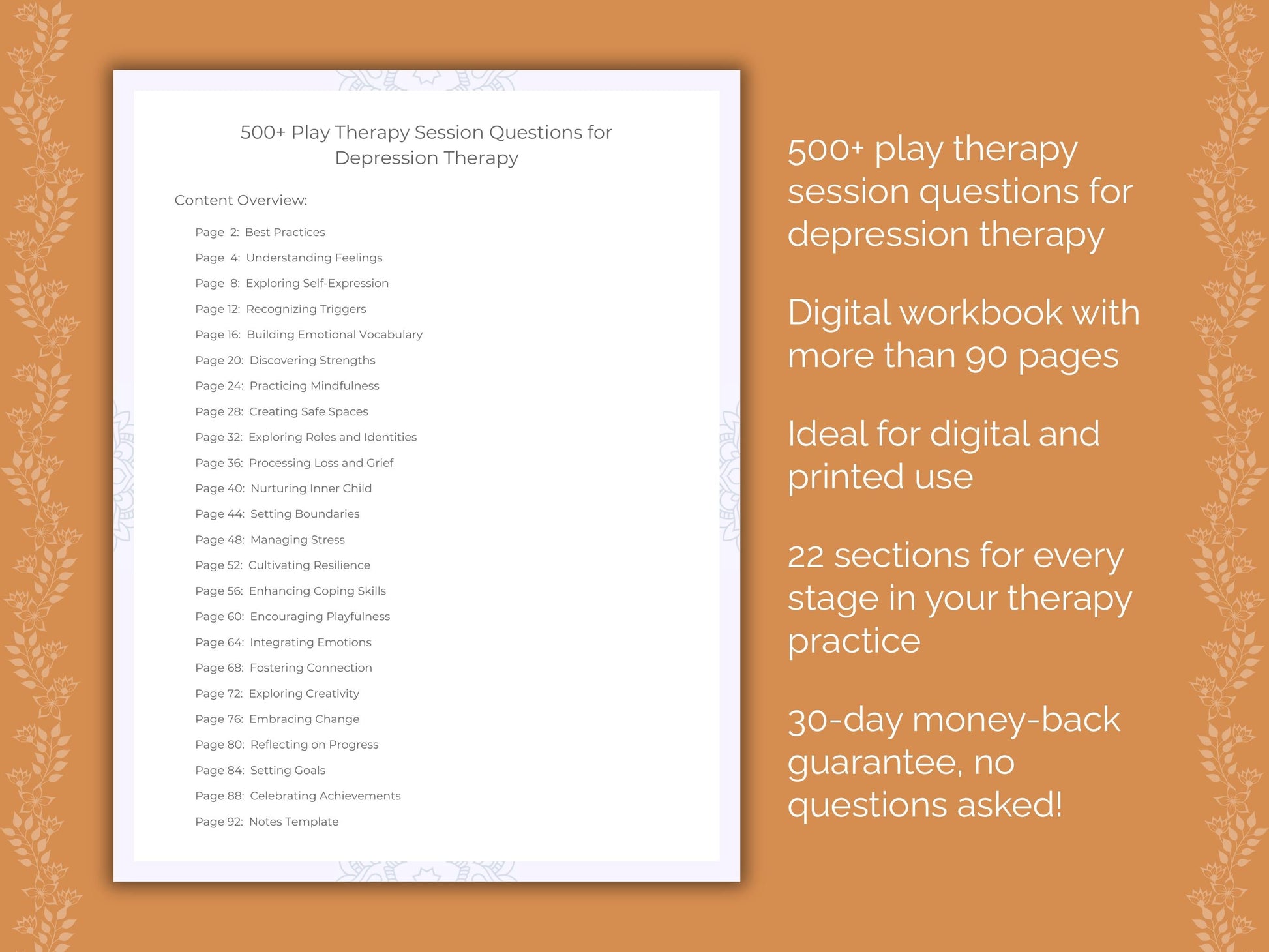 Depression Play Therapy Therapist Worksheets