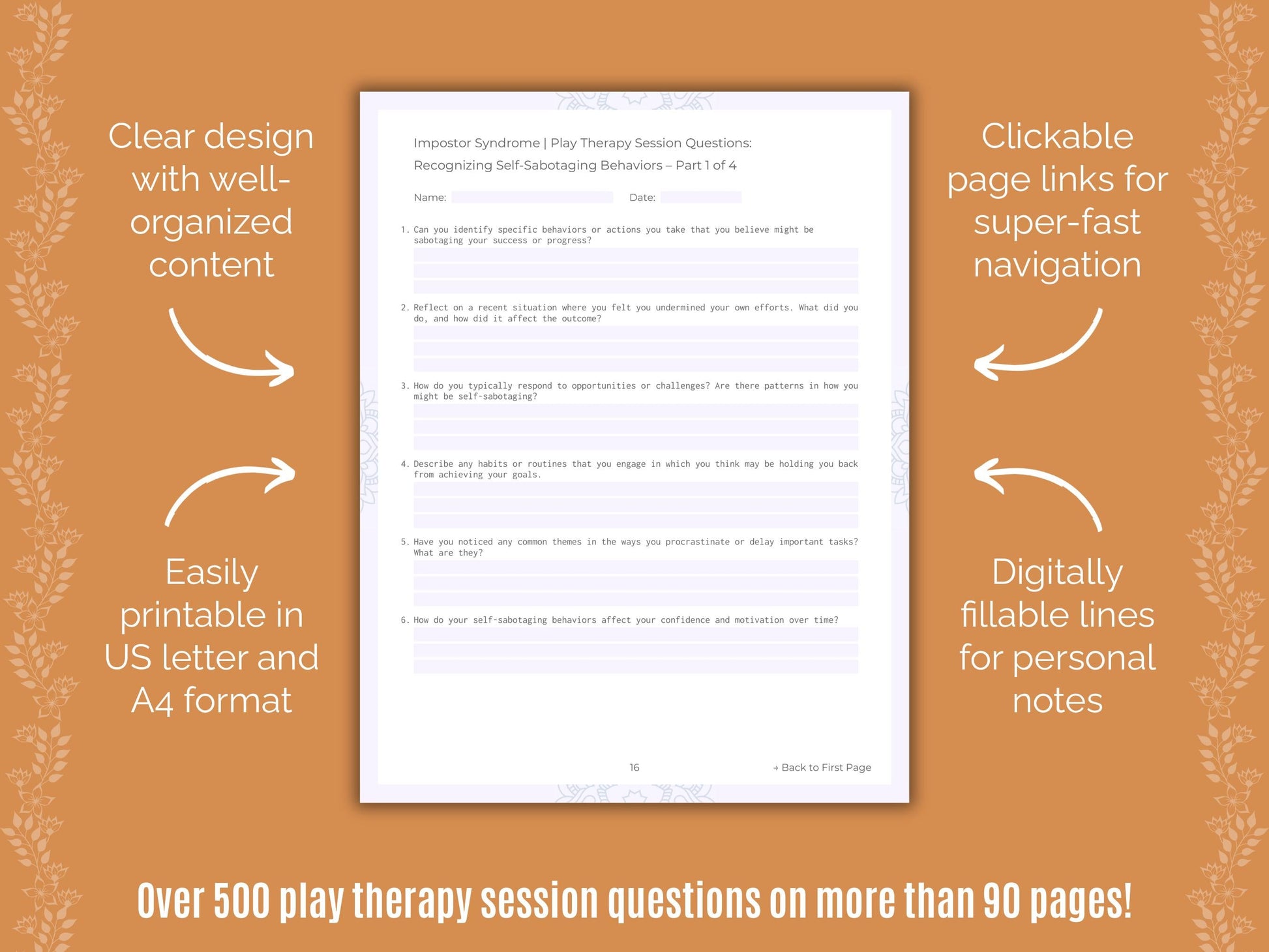 Impostor Syndrome Play Therapy Counseling Templates