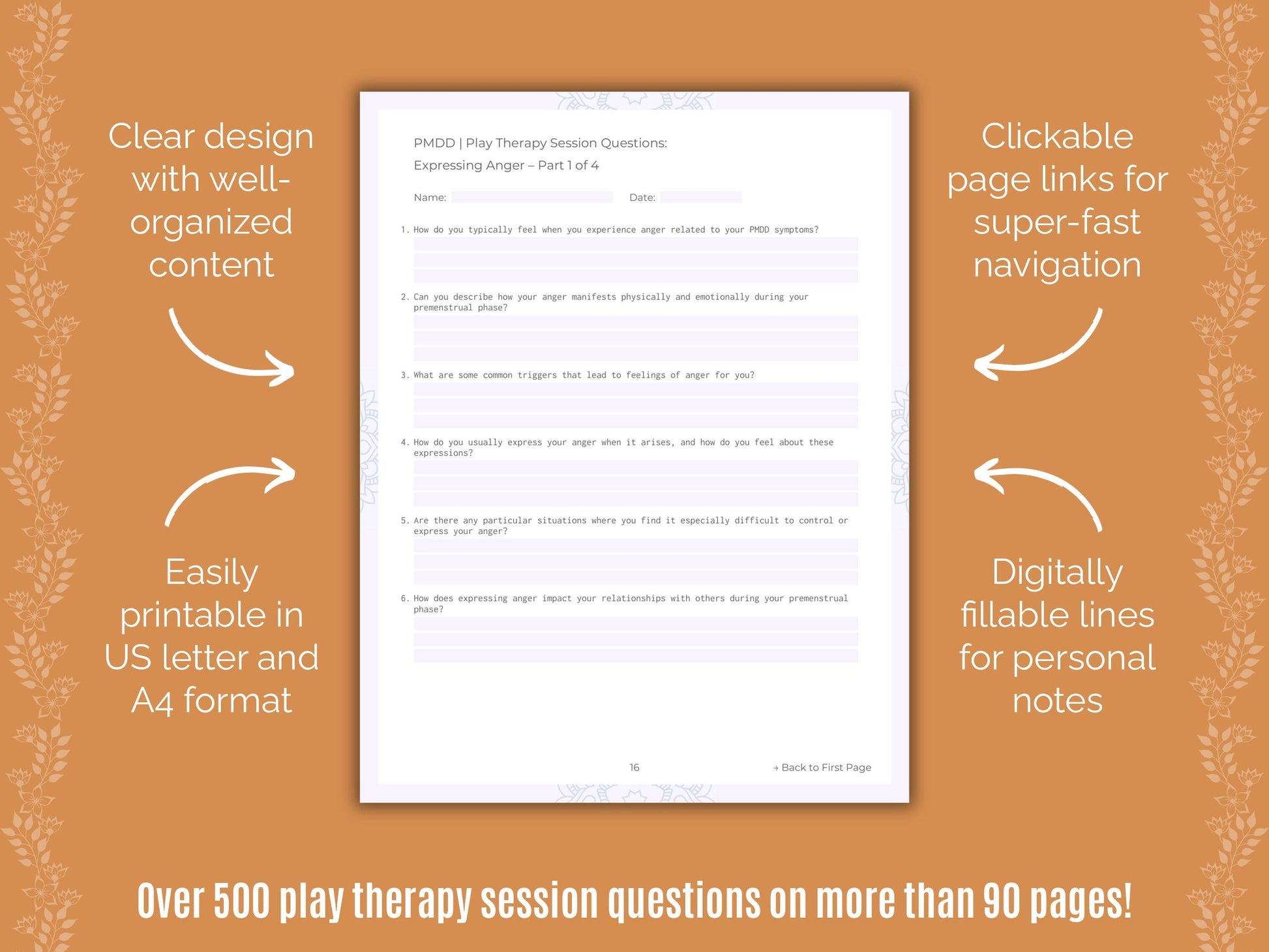 Premenstrual Dysphoric Disorder Play Therapy Counseling Templates