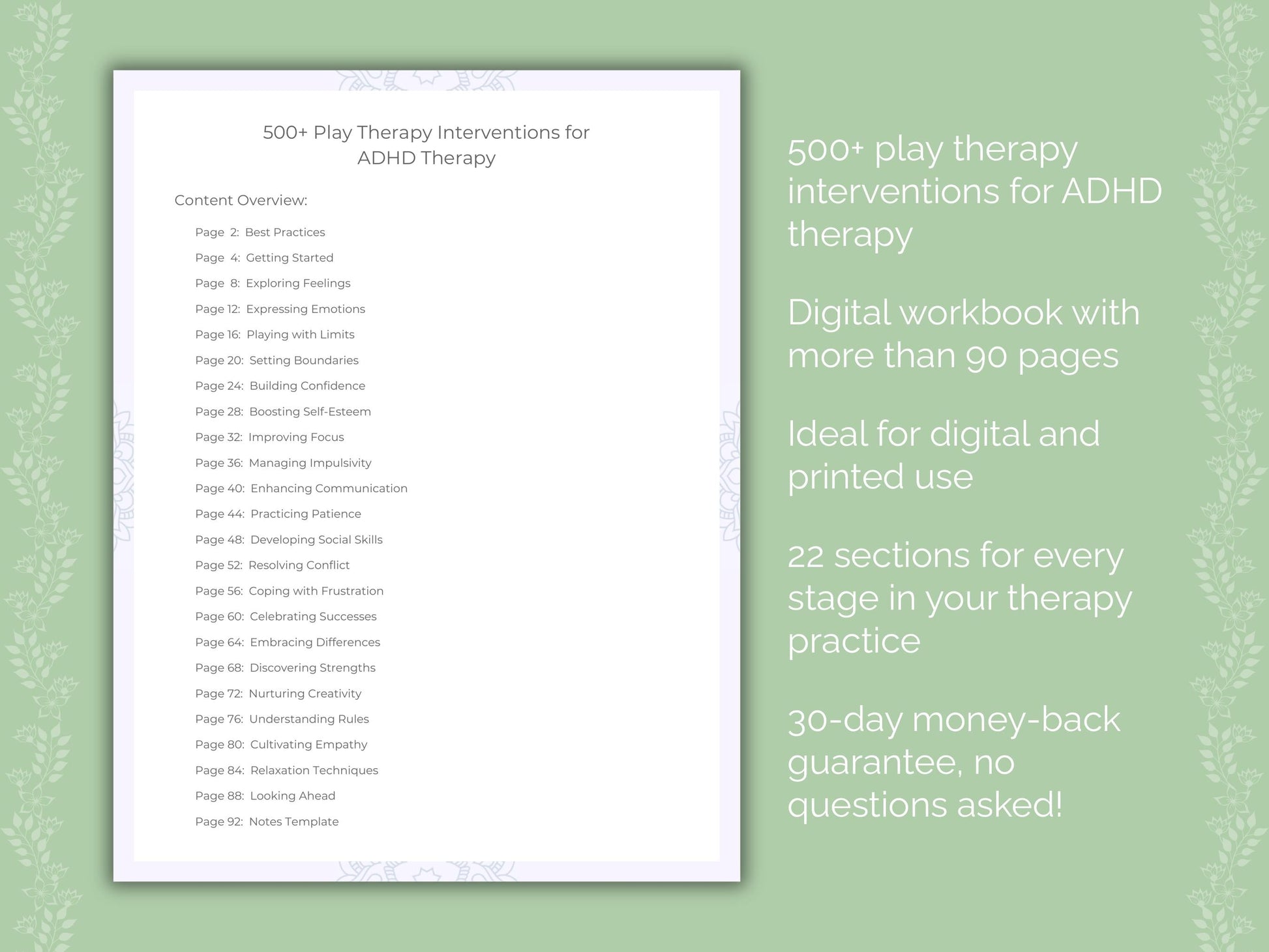 ADHD Play Therapy Therapist Worksheets