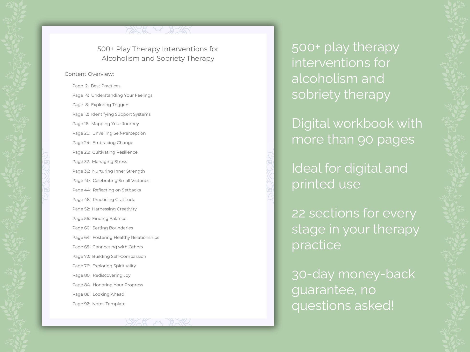 Alcoholism and Sobriety Play Therapy Therapist Worksheets