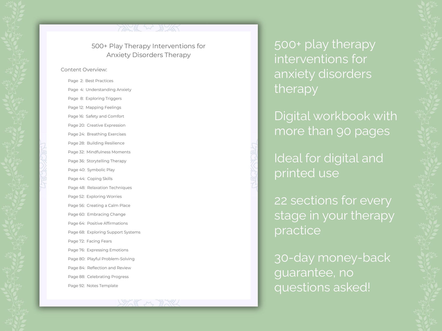 Anxiety Disorders Play Therapy Therapist Worksheets