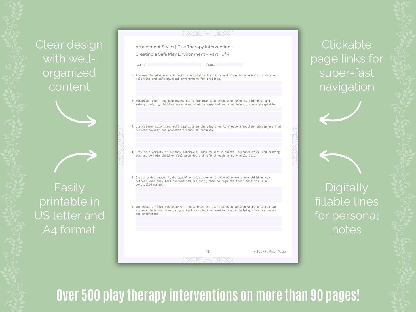 Attachment Styles Play Therapy Counseling Templates