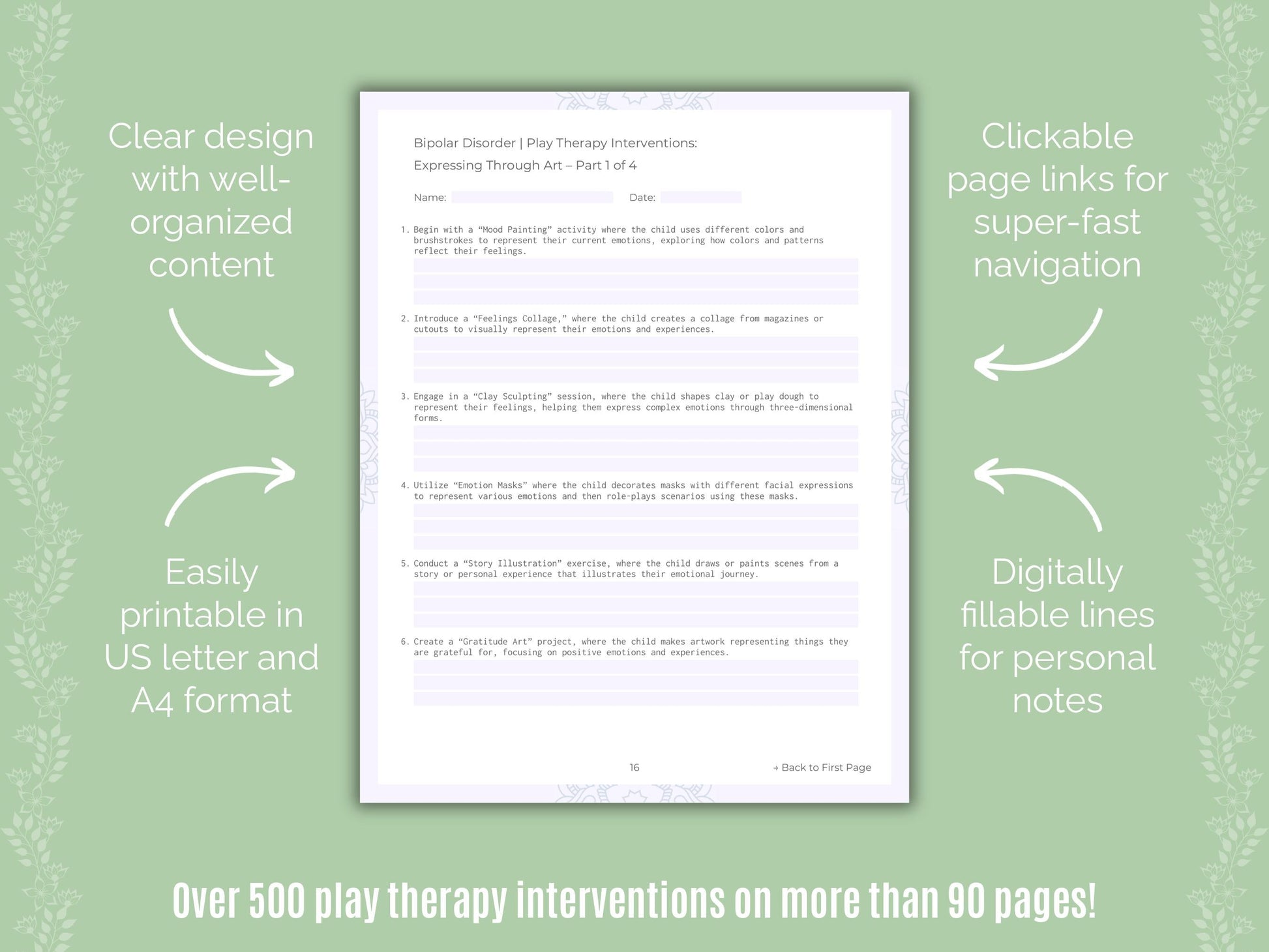 Bipolar Disorder Play Therapy Counseling Templates