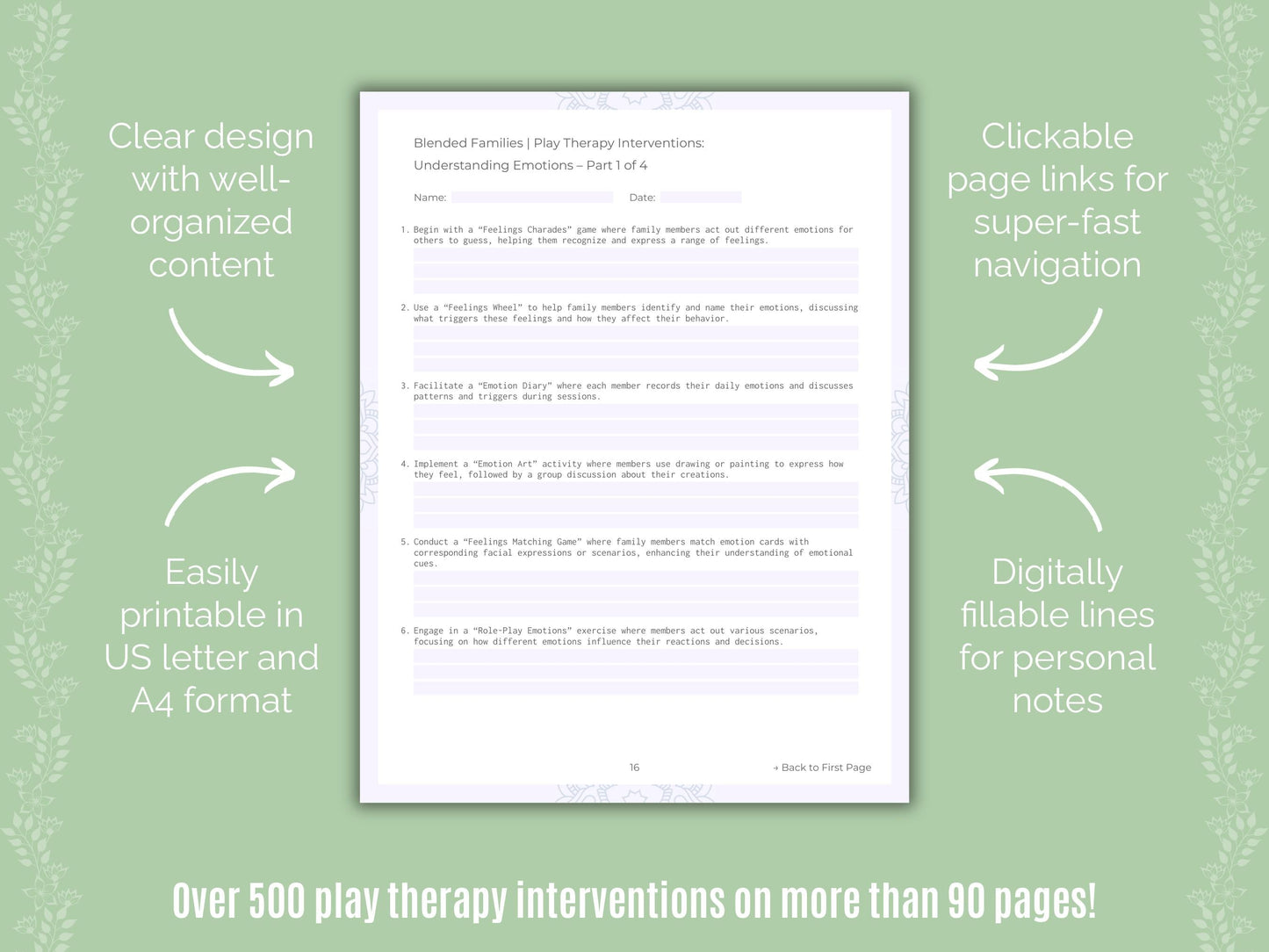 Blended Families Play Therapy Counseling Templates