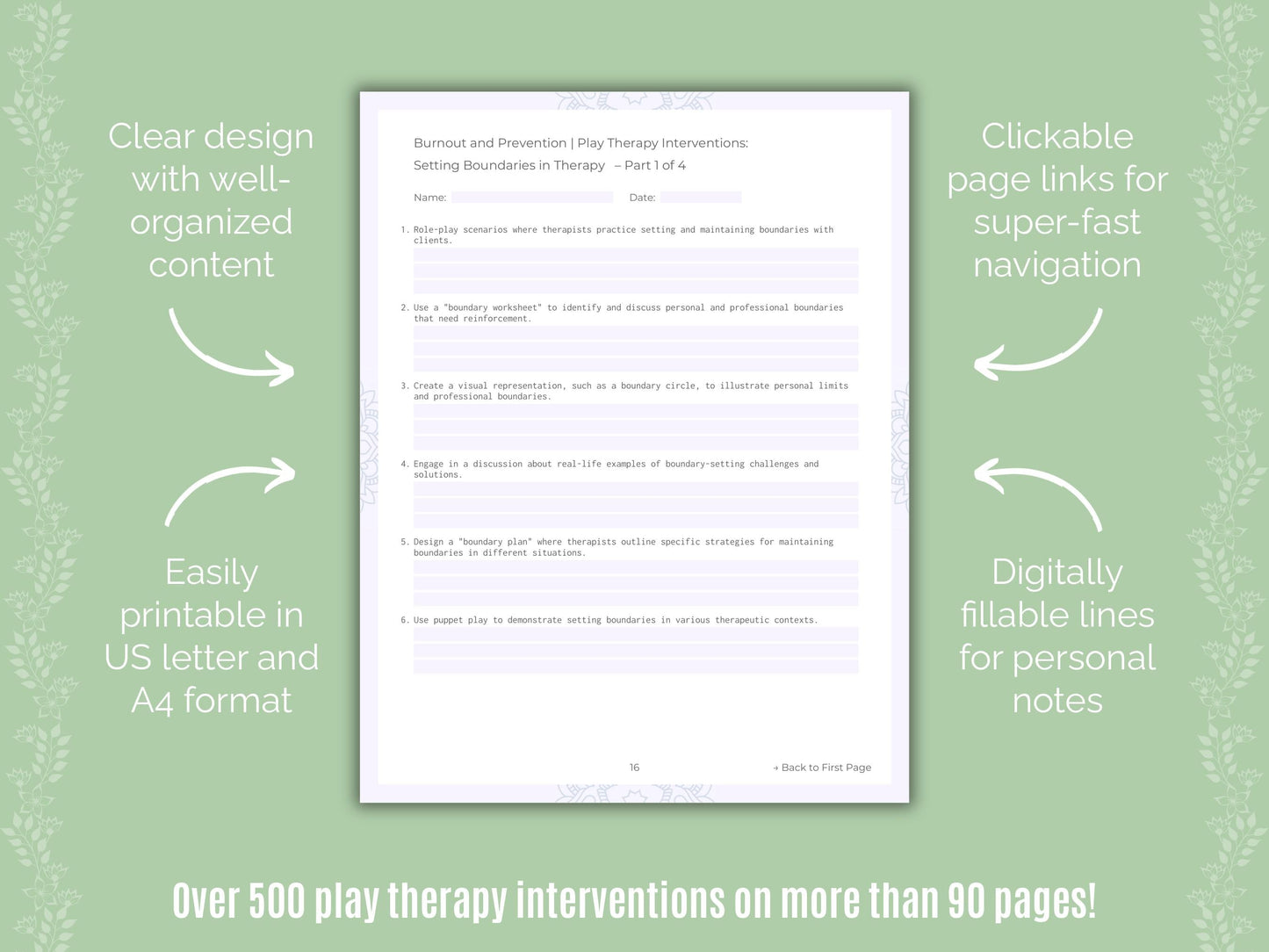 Burnout and Prevention Play Therapy Counseling Templates