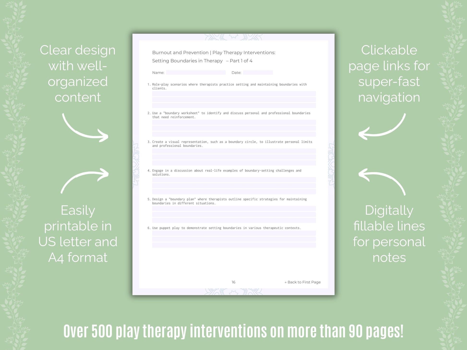 Burnout and Prevention Play Therapy Counseling Templates