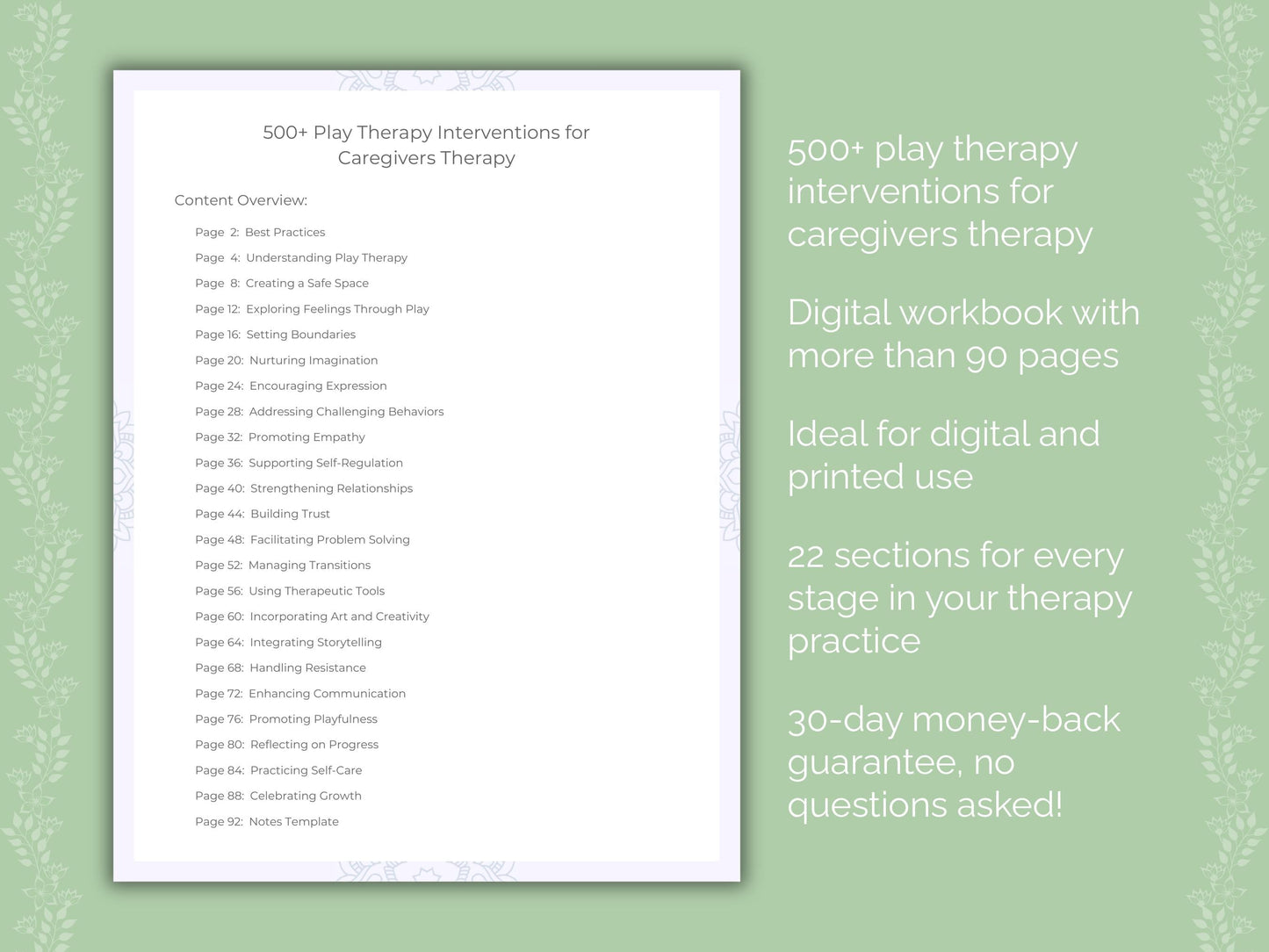 Caregivers Play Therapy Therapist Worksheets