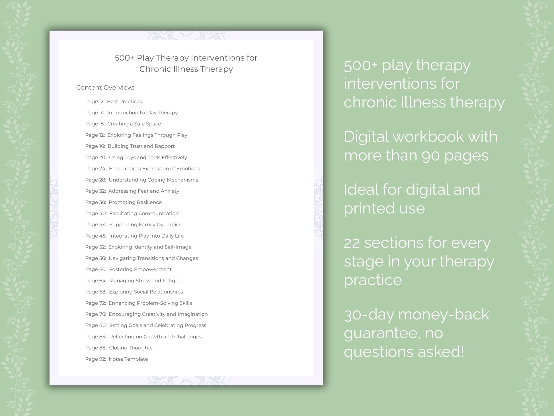 Chronic Illness Play Therapy Therapist Worksheets